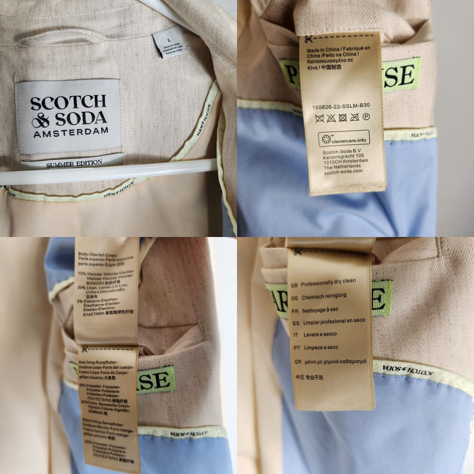 Scotch & Soda Scotch & Soda Mens L Summer Edition Unconstructed Double Breasted Blazer Size 42R - 8 Thumbnail