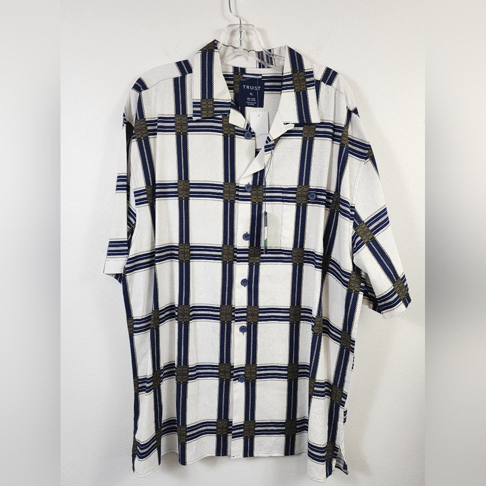 Other NWT Trust Blue and White 55% Linen Checkered Shirt, s Size US XL / EU 56 / 4 - 9 Thumbnail