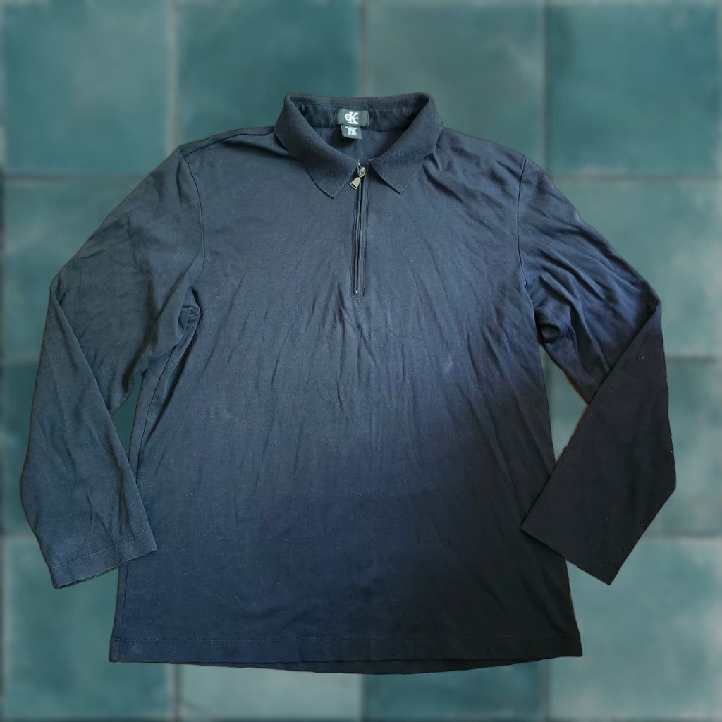 Calvin Klein Calvin Klein Men's Polo Shirt Long Sleeve 1/4 Zip Black Size L - Regular Fit, Cotton, 100% (Minor Stains) Size US L / EU 52-54 / 3 - 1 Thumbnail