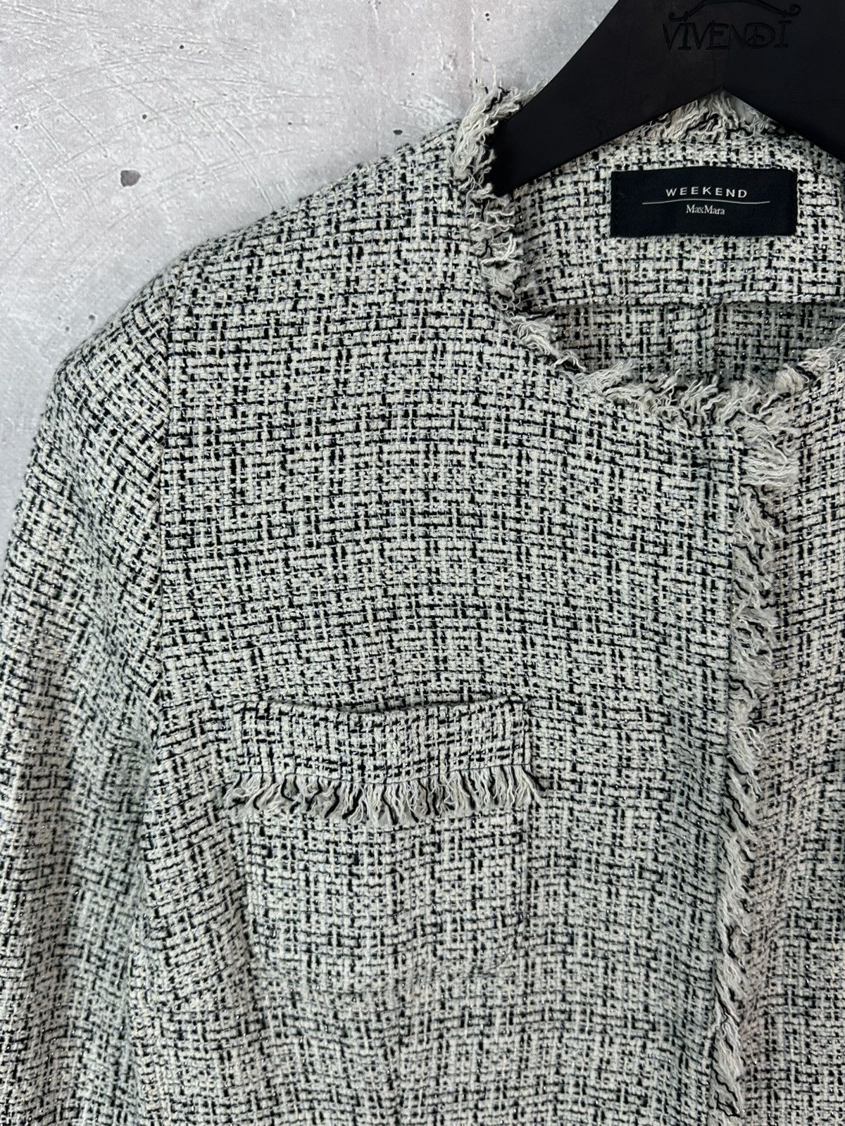 Weekend Max Mara Max Mara Weekend Tweed White-Black Cotton Women’s Coat Size M / US 6-8 / IT 42-44 - 7 Thumbnail