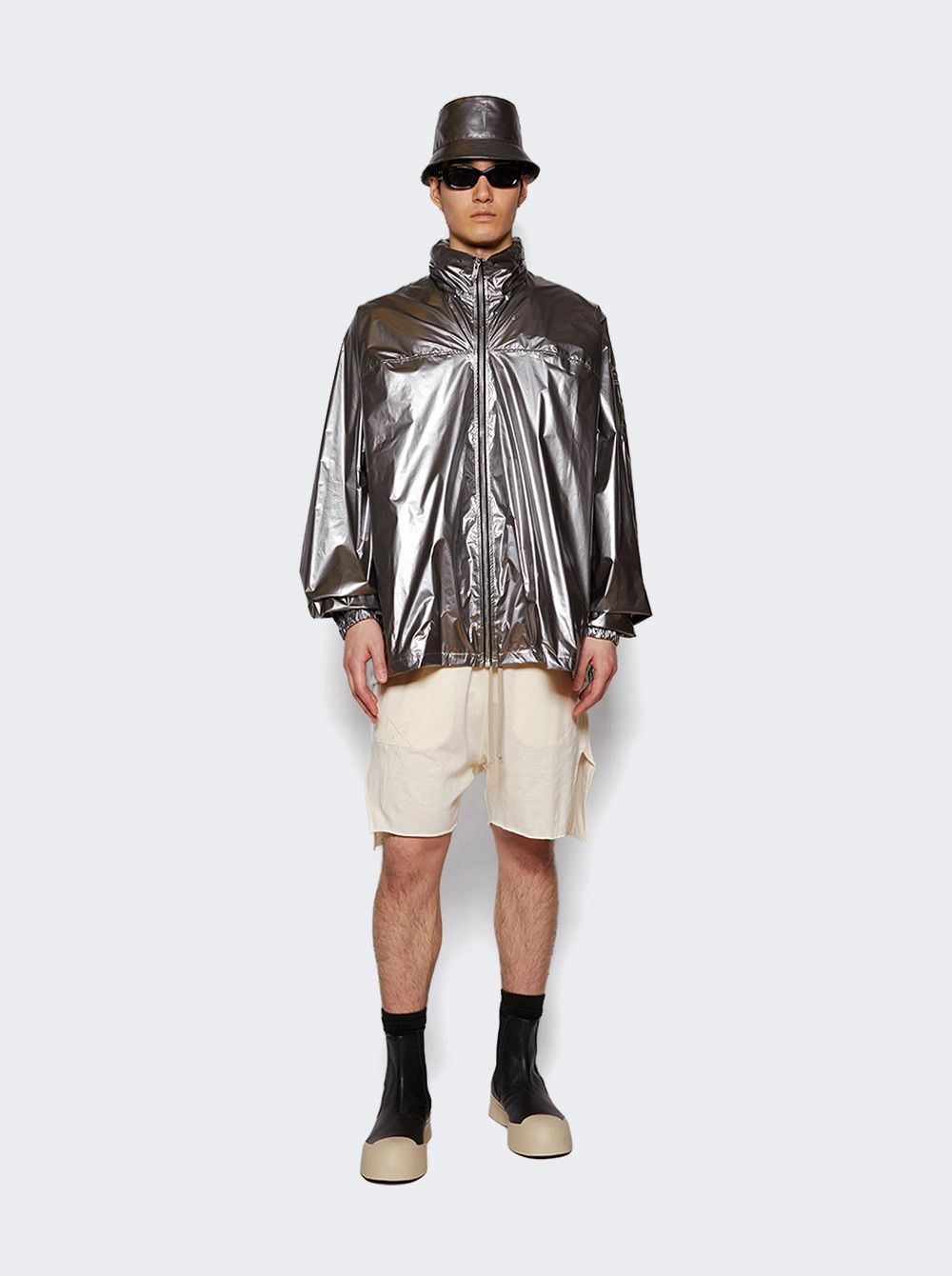 Rick Owens o1mle0226 Jumbo Windbreaker Jacket in Silver Size US XXL / EU 58 / 5 - 2 Thumbnail