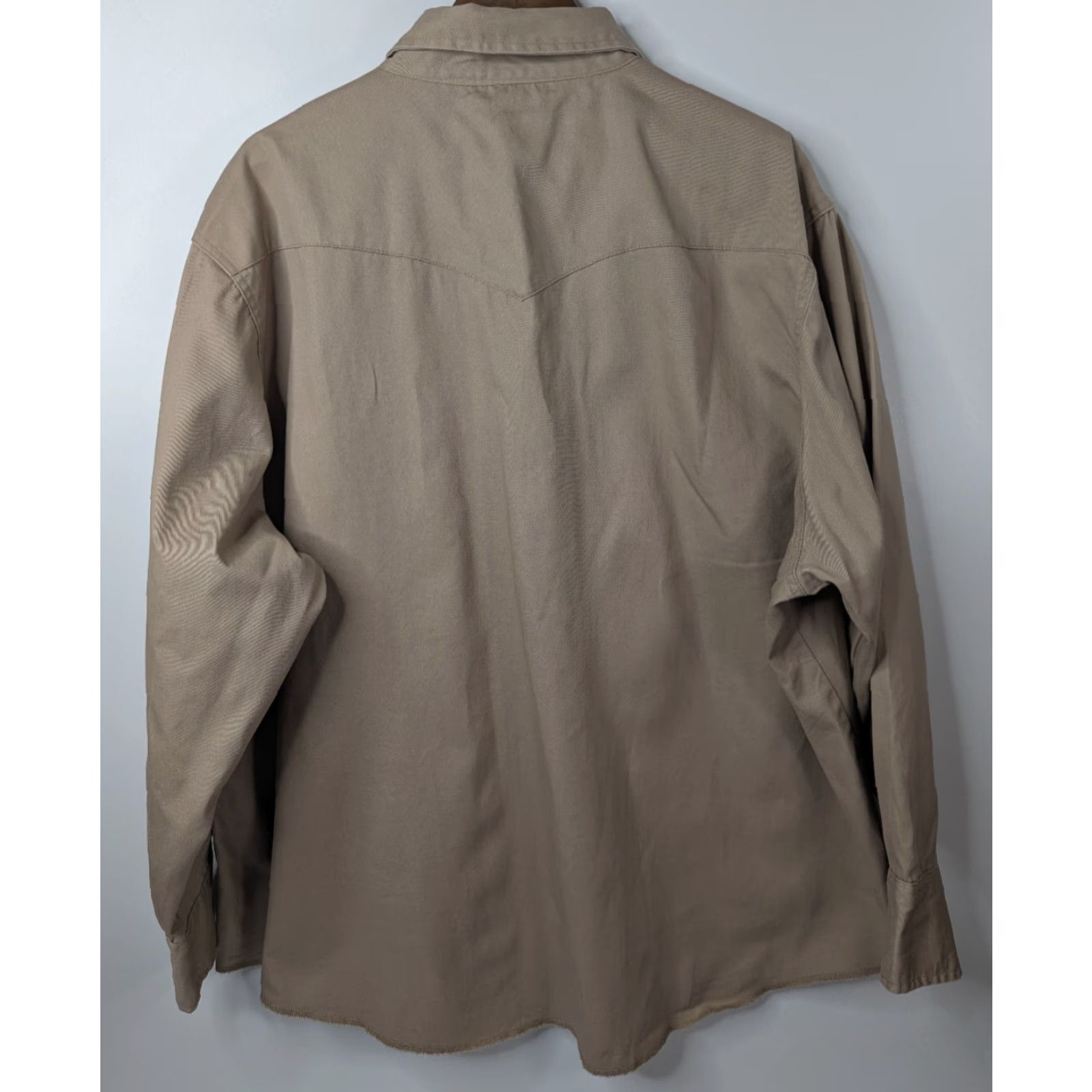 Wrangler VINTAGE Wrangler Mens Big 3X Khaki Cowboy Cut Western Firm Finish Work Shirt MS70319 Size US XXL / EU 58 / 5 - 4 Thumbnail