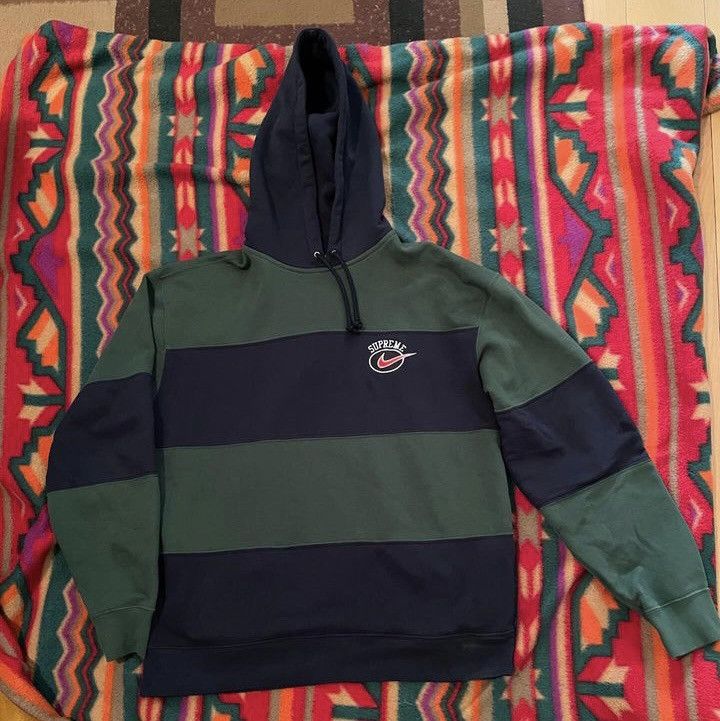 Supreme nike striped hoodie sale