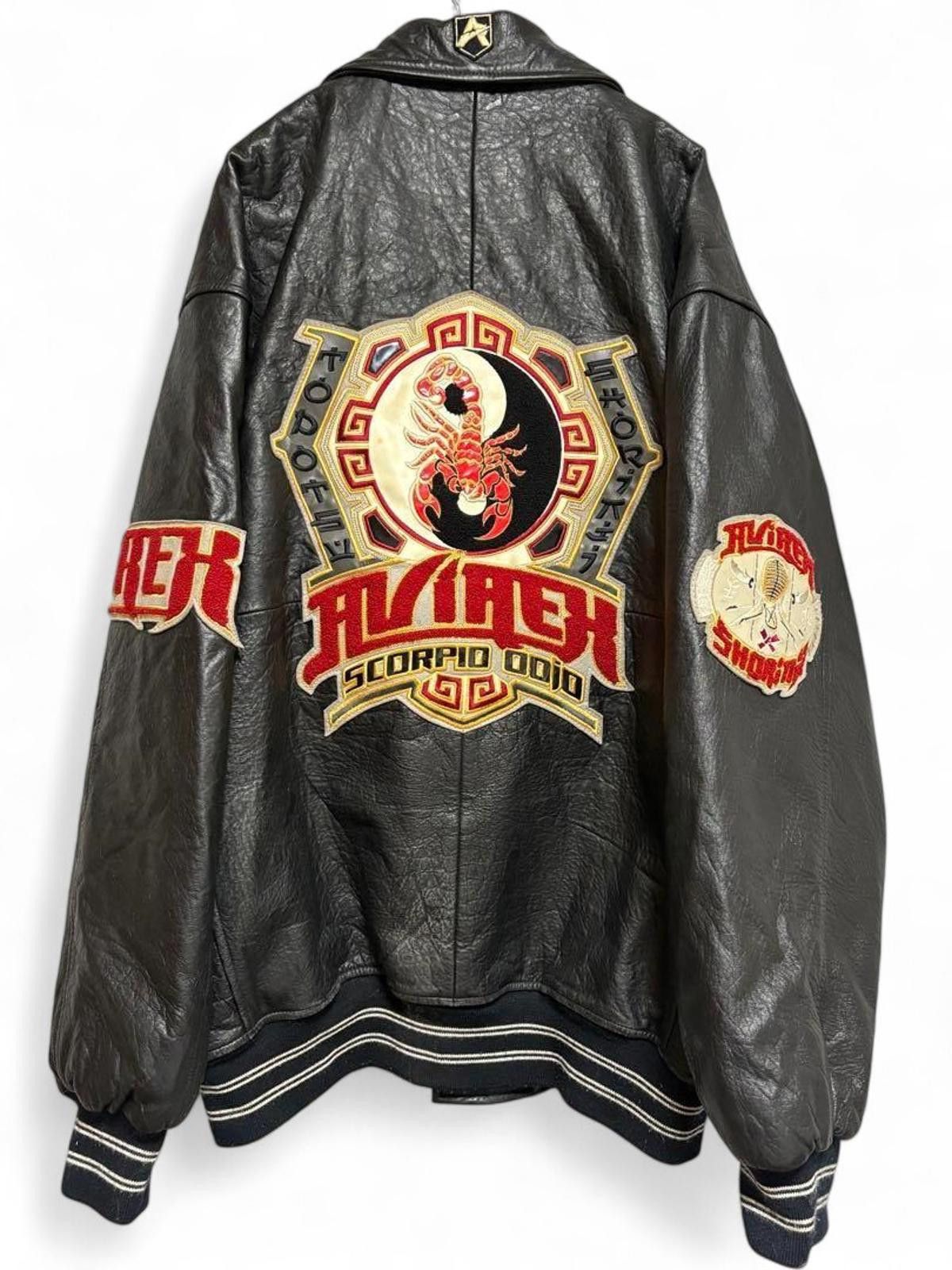 Avirex Avirex - XXL Black Leather Varsity Jacket with Embroidered Size US XXL / EU 58 / 5 - 2 Thumbnail