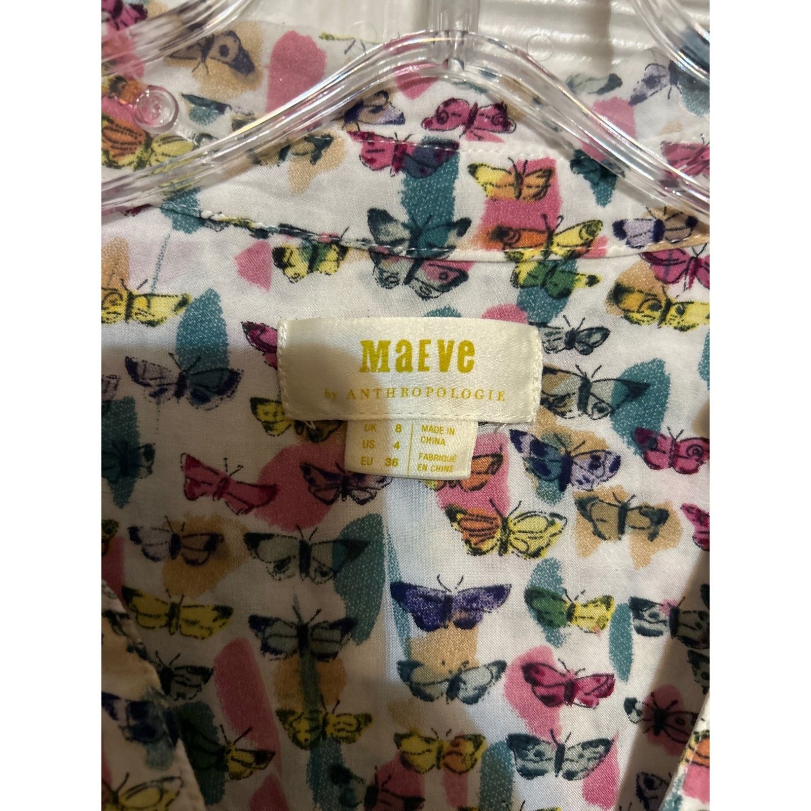 Anthropologie Maeve by Anthropologie Butterfly Button Down Blouse Size 4 Size S / US 4 / IT 40 - 2 Thumbnail