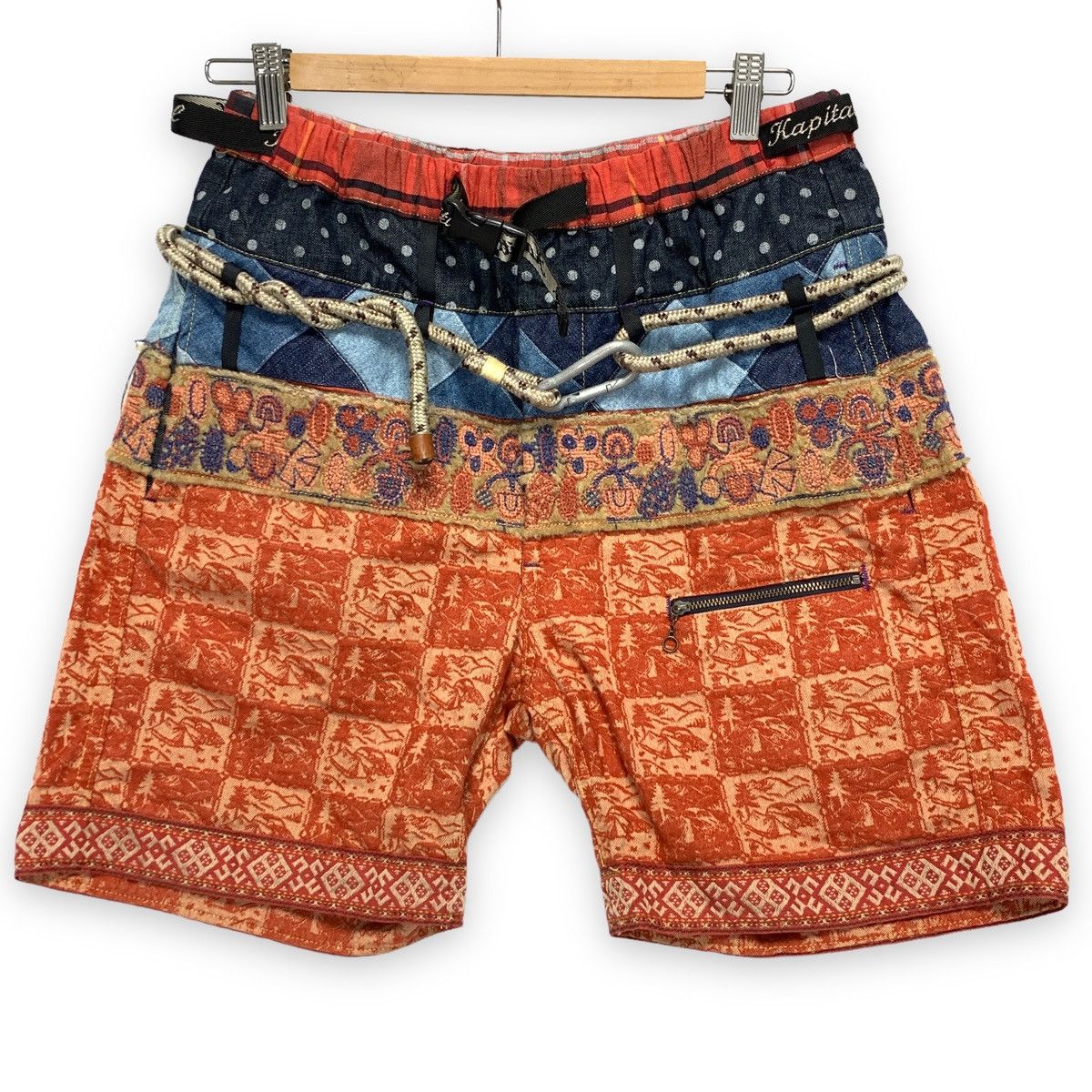 image of Kapital Eco Baka Crazy Rope Carabiner Shorts, Men's (Size 30)