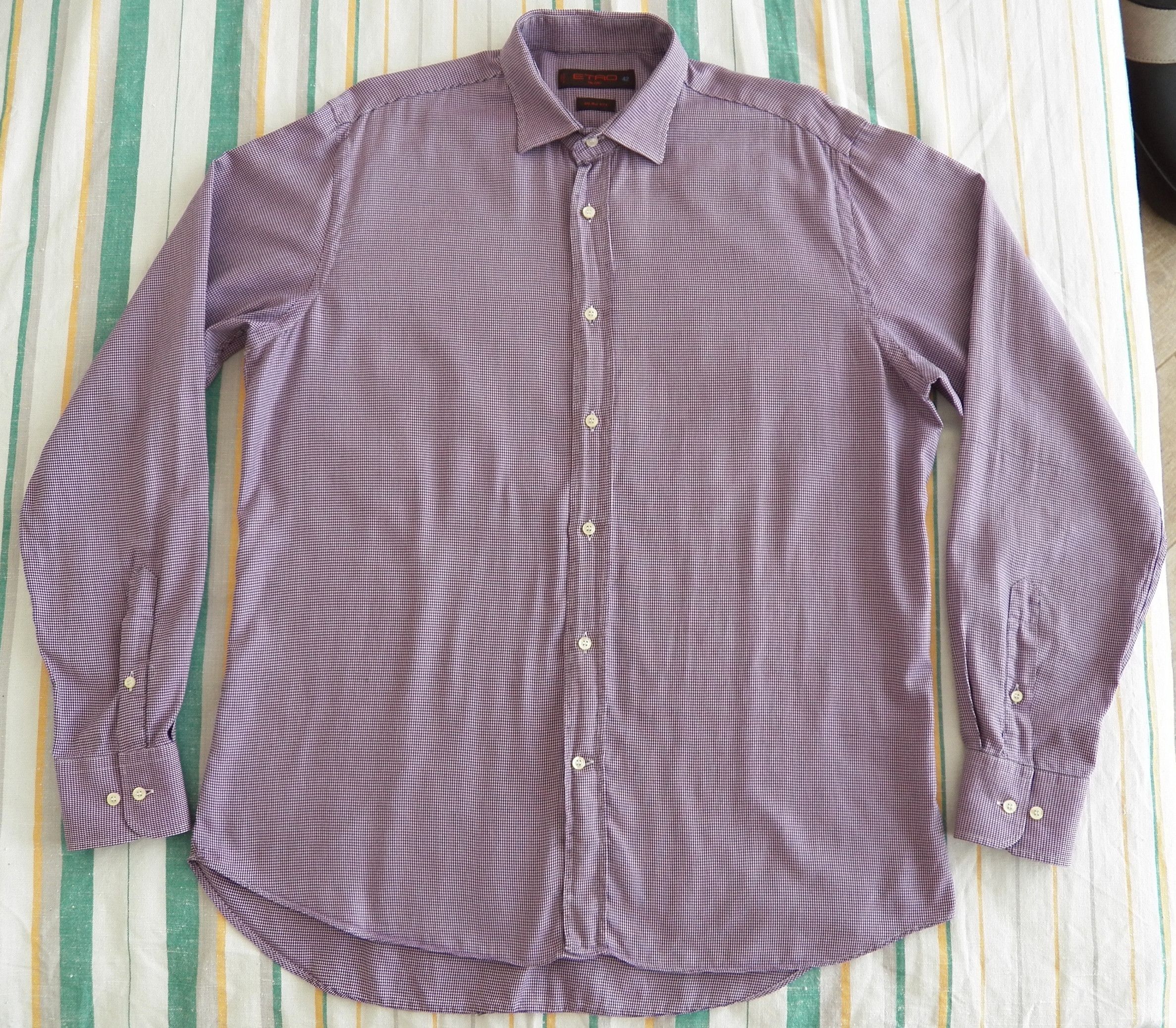 Etro Etro Dress Shirt 42 16.5 violet micro houndstooth Slim Size US L / EU 52-54 / 3 - 1 Thumbnail