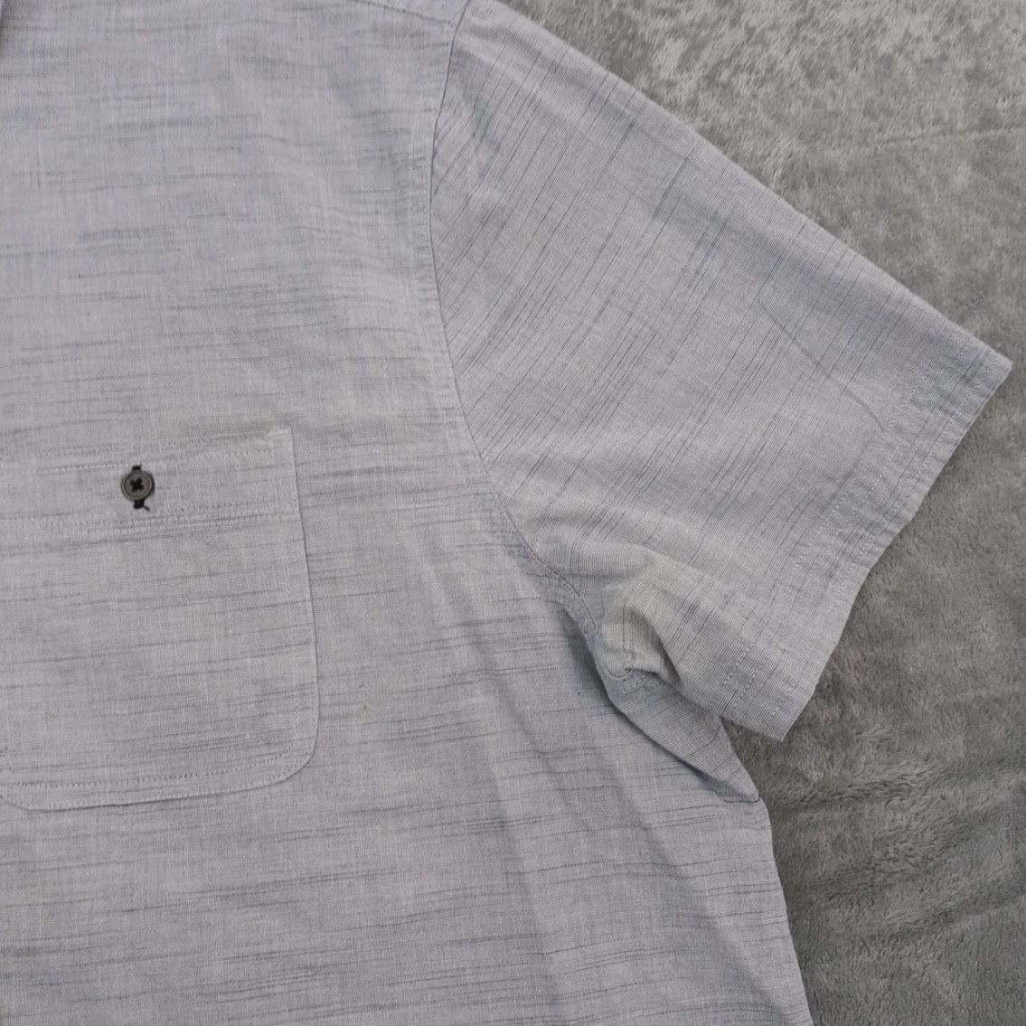 Flag & Anthem Flag & Anthem Shirt Mens 2XL Gray Striped Short Sleeve Button Up Pockets Cotton Size US XXL / EU 58 / 5 - 3 Thumbnail