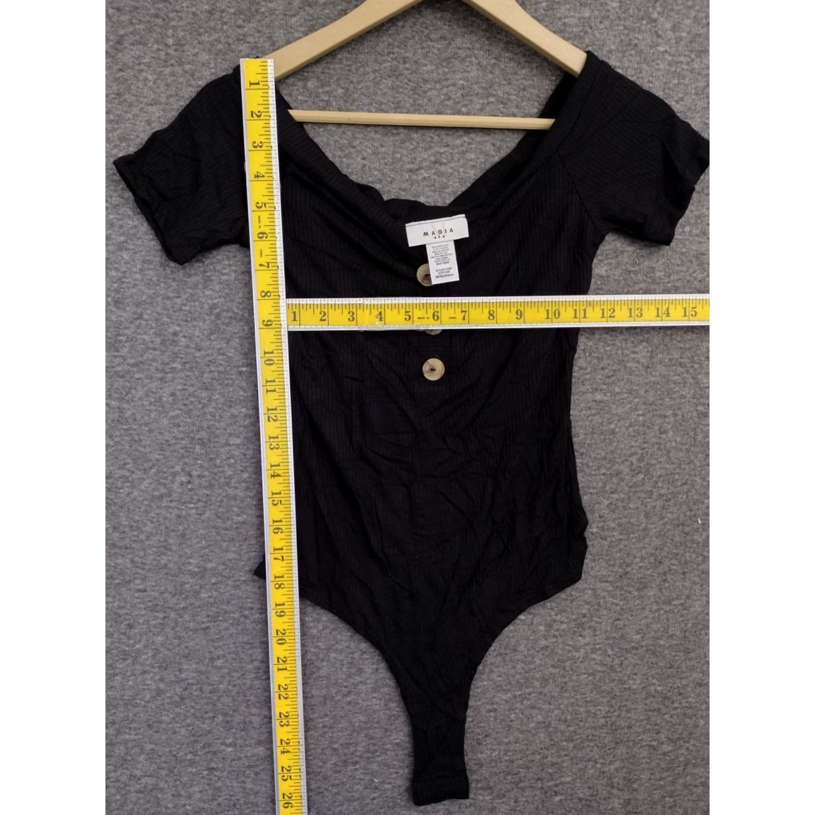 Vintage MAGIA Bodysuit Shirt Women Black Ribbed 3 Button Drop Size M Size M / US 6-8 / IT 42-44 - 4 Thumbnail