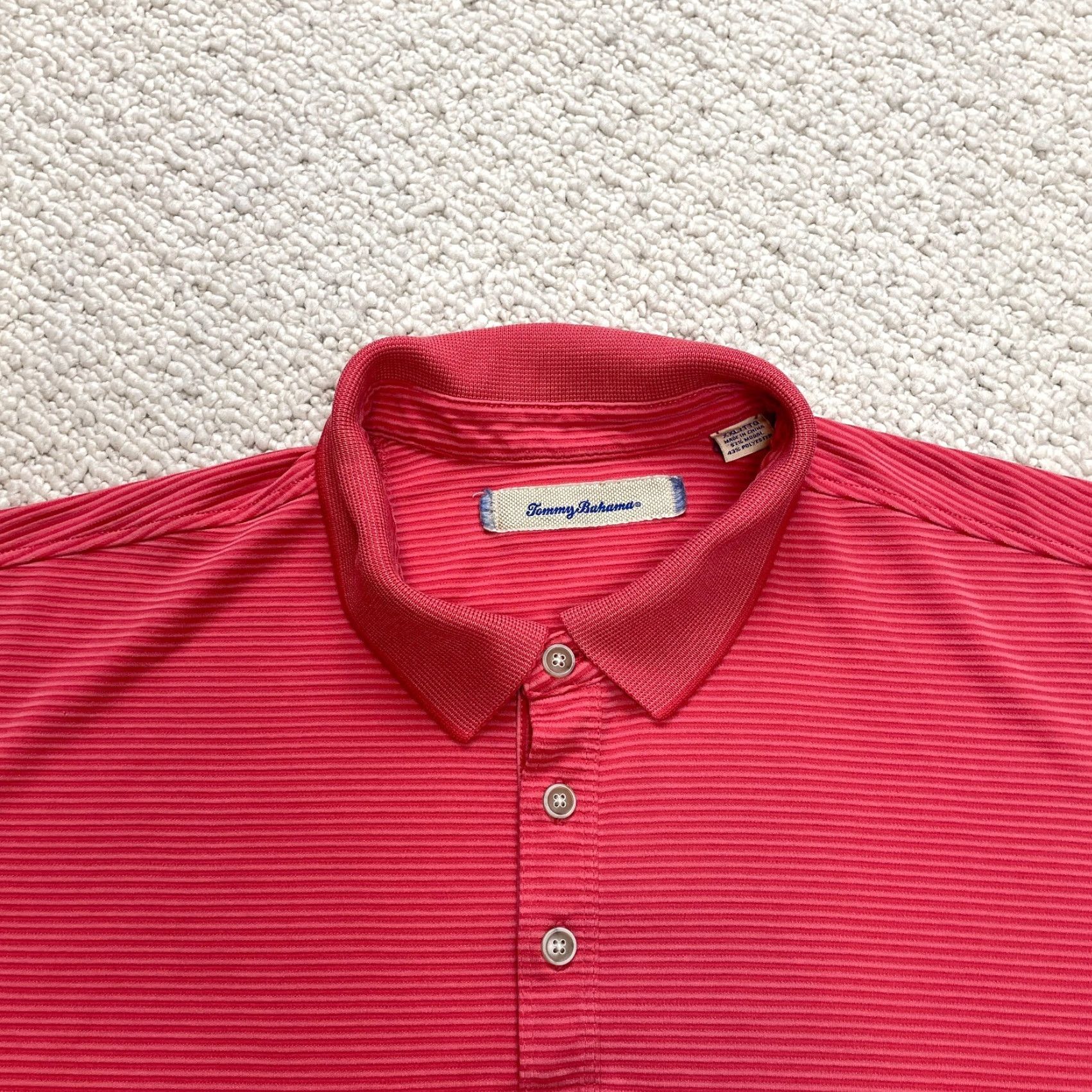 Tommy Bahama Tommy Bahama Polo Shirt Mens 2XL Red Striped Short Sleeve Modal Golf Size US XXL / EU 58 / 5 - 2 Thumbnail