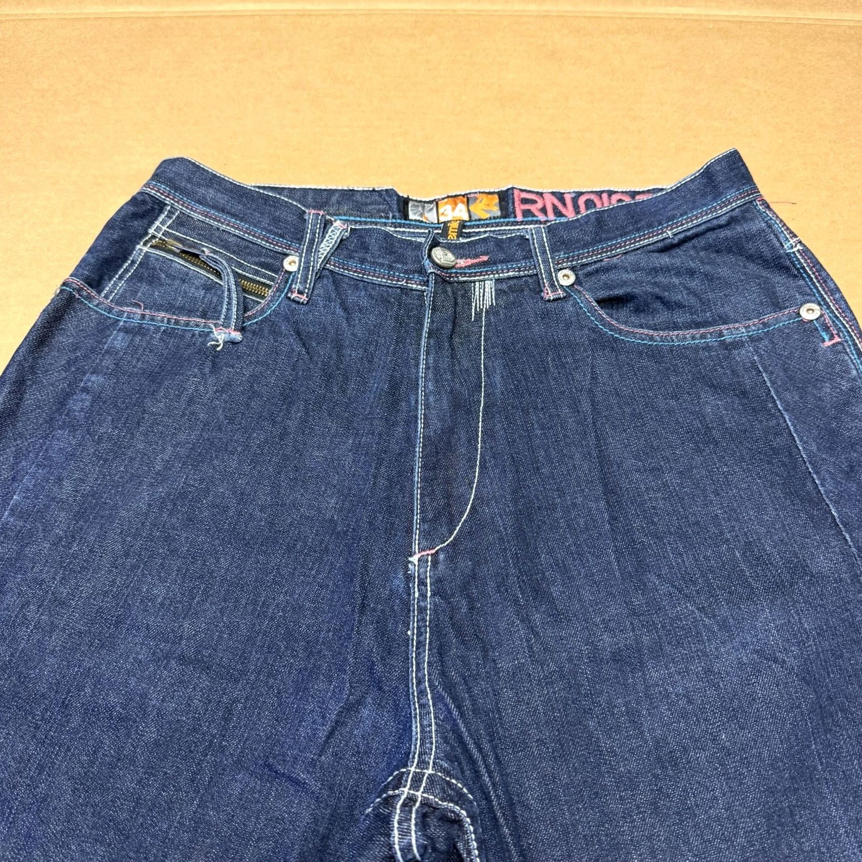 Akademiks Akademiks Jeans Mens 34x32 Blue Relaxed Wide-Leg Denim Tropical Flamingo Mens Size US 34 / EU 50 - 6 Thumbnail