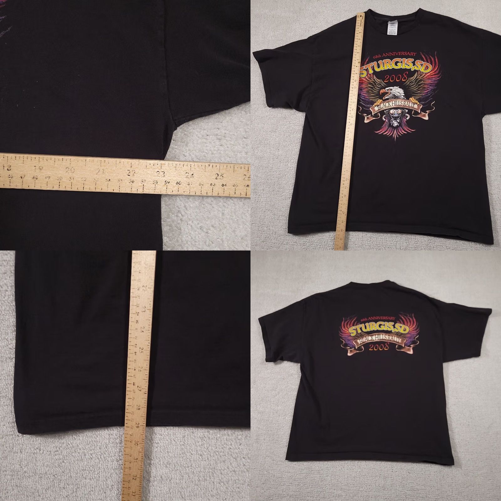 Vintage Sturgis Black Hills Rally 68th Anniversary 2008 T-Shirt Mens 2X Black Motorcycle Hanes Heavyweight Size US XXL / EU 58 / 5 - 8 Thumbnail