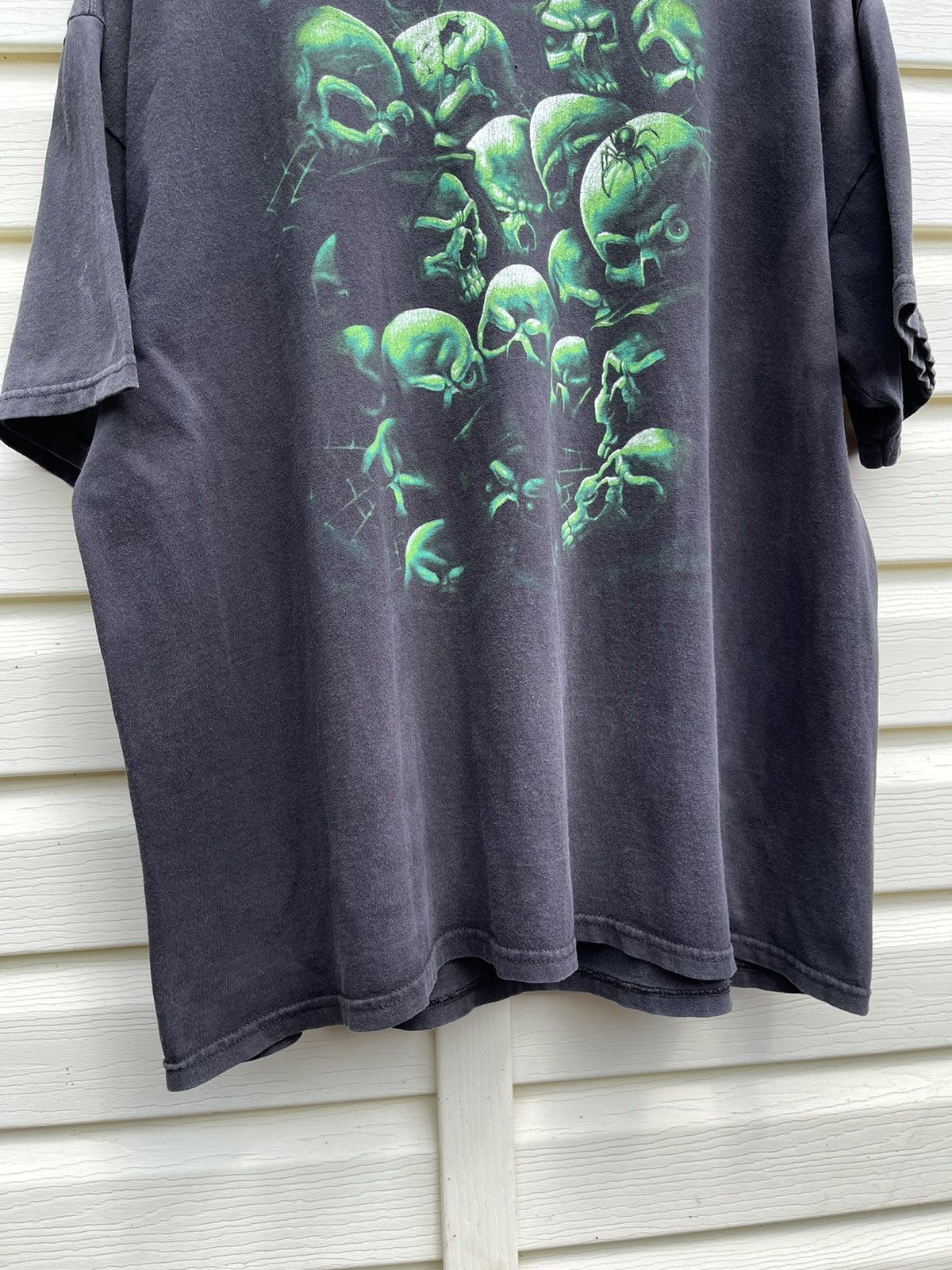 Affliction Vintage 90s SunFaded/Washed Green Skulls Oversized Baggy Tee Size US XXL / EU 58 / 5 - 5 Thumbnail