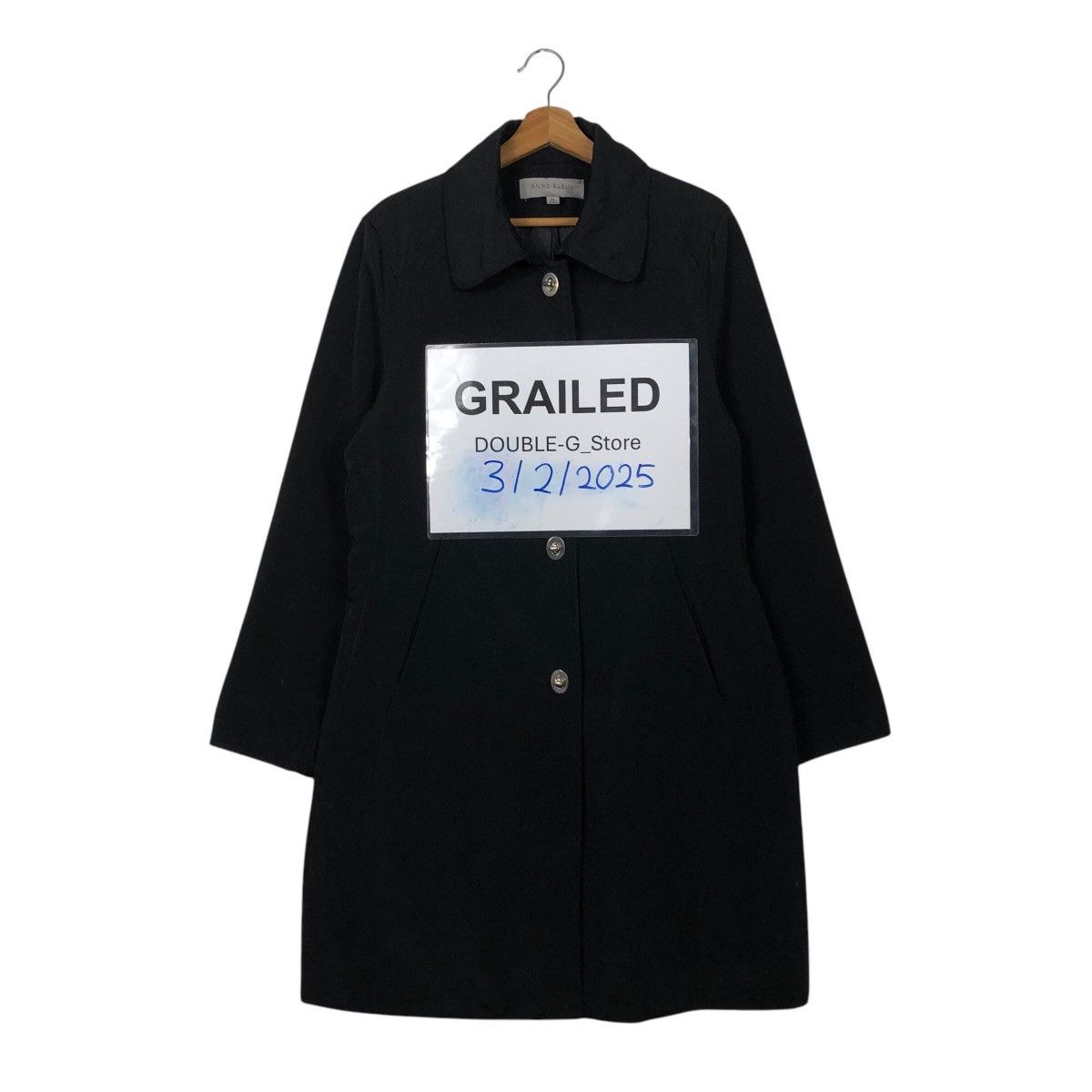 Vintage 📌Rich Black Vintage Long Jacket Anne Klein Coat Size US XL / EU 56 / 4 - 1 Thumbnail