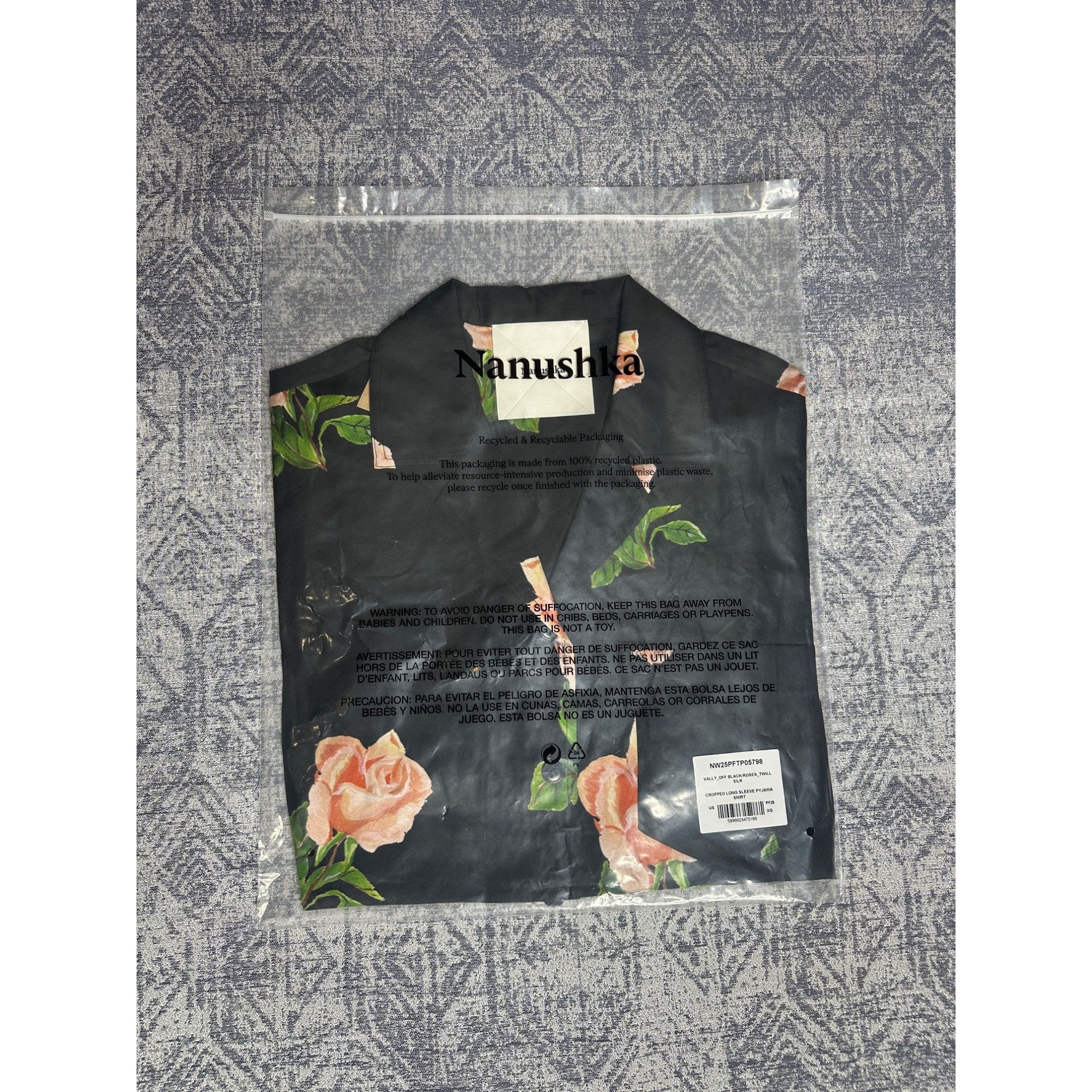 Nanushka Nanushka Valley Silk Cropped Twill Long Sleeve PY Jama Shirt Size L / US 10 / IT 46 - 5 Thumbnail