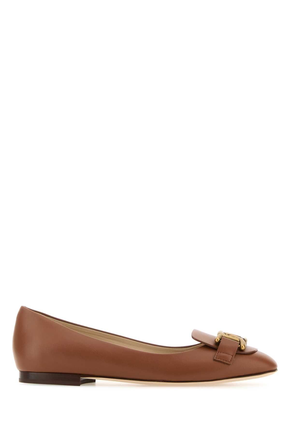 image of Tods Brown Leather Ballerinas Shoes, Women's (Size 10)