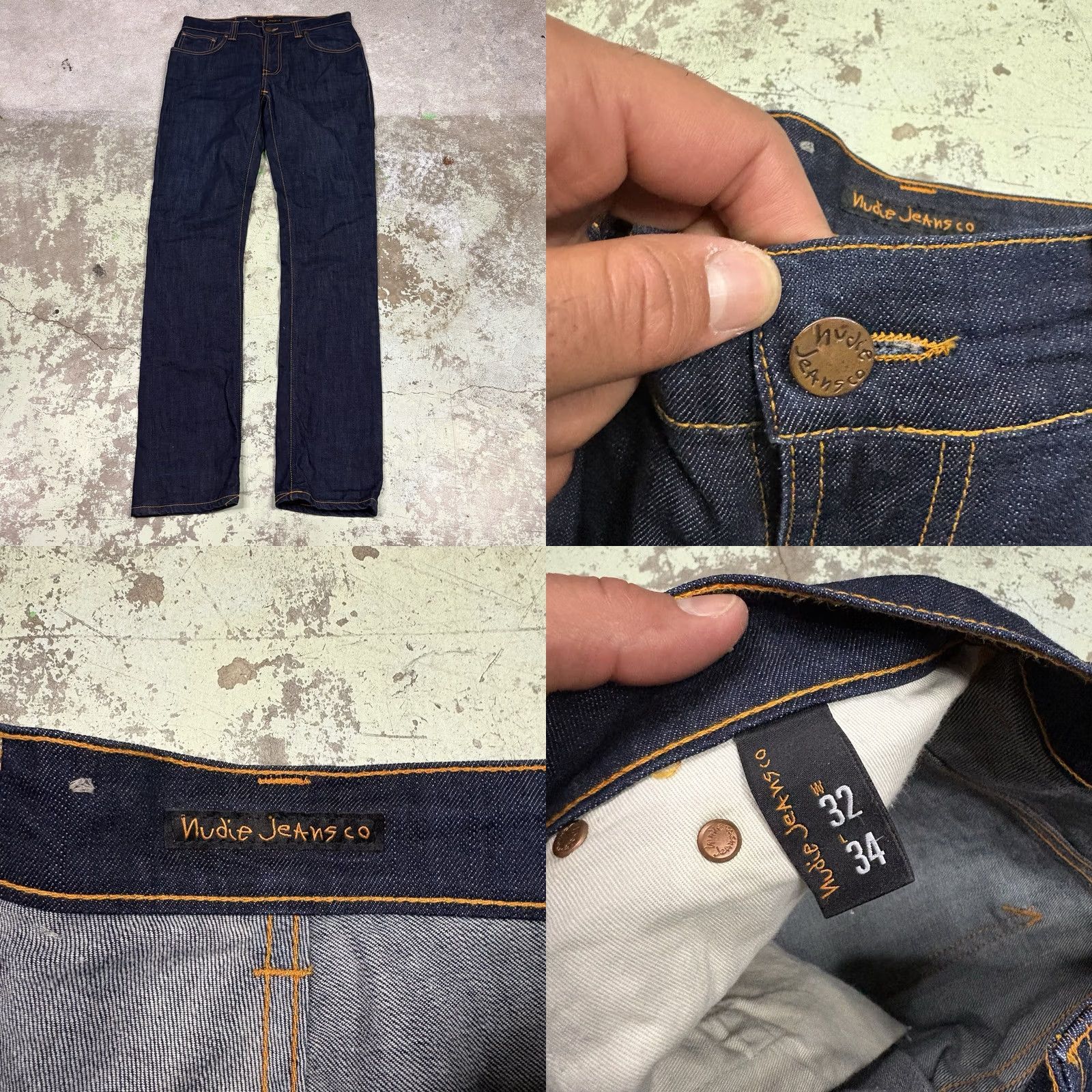 Nudie Jeans Mens Blue Thin Finn Slim Stretch Organic Cotton Denim 