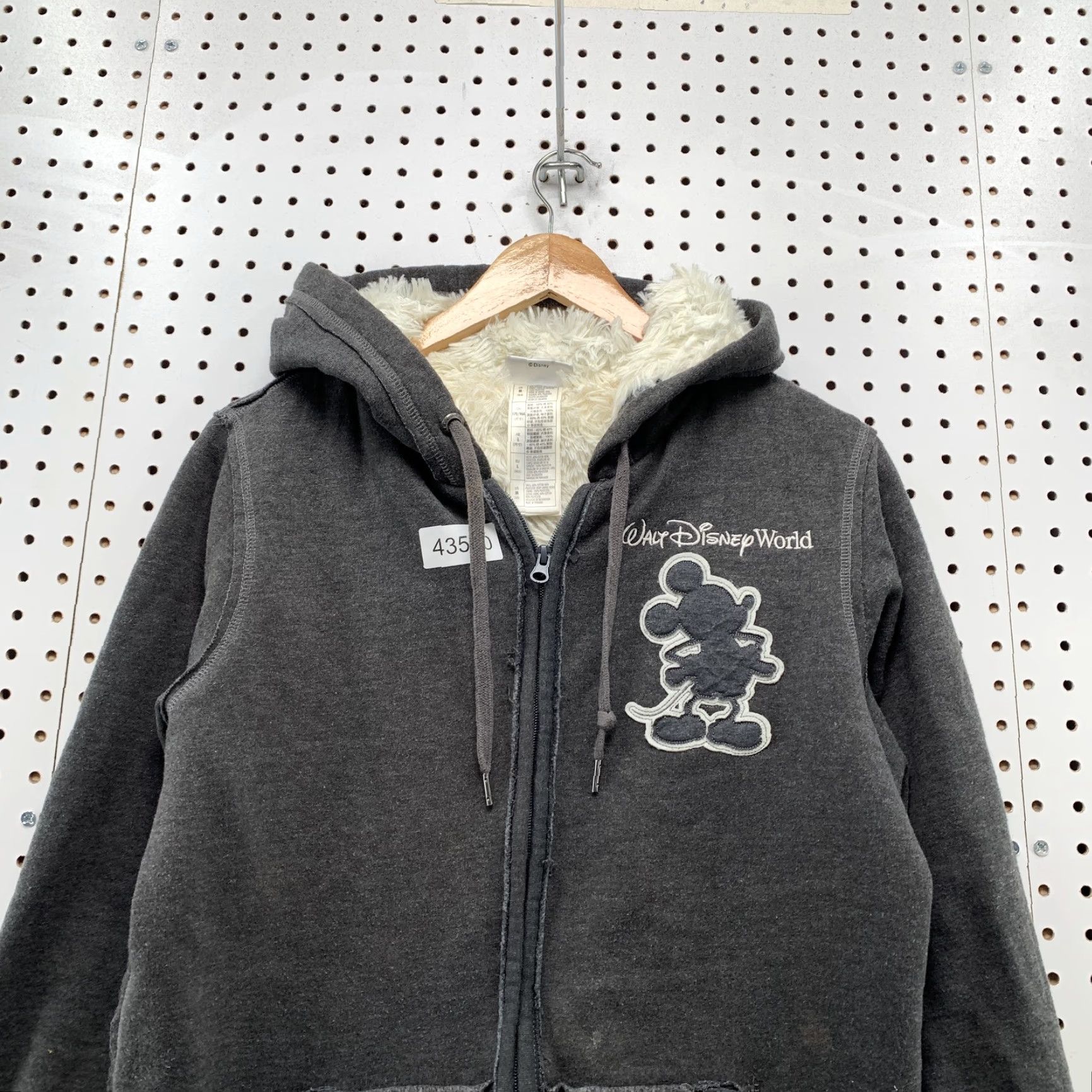 Disney Walt Disney World Gray Hoodie Zip Sweatshirt Womens Large Sherpa Lined Heavy Hoodie Size L / US 10 / IT 46 - 2 Thumbnail