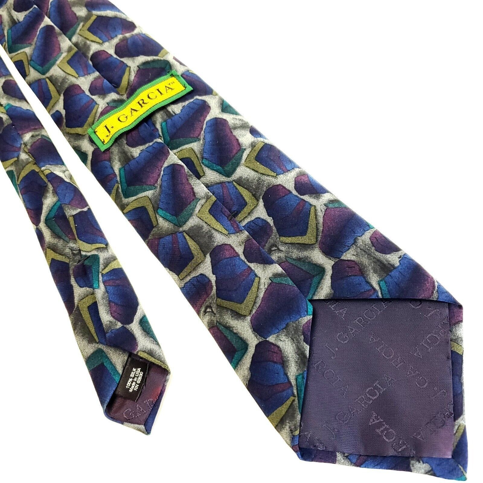 Grateful Dead J. Garcia Blue Gray Silk Tie Woven Geometric Size ONE SIZE - 3 Thumbnail