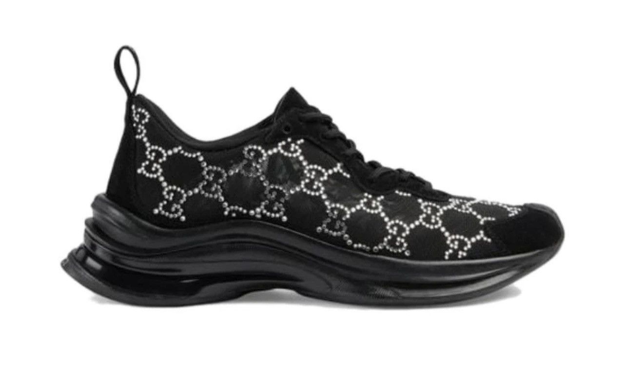 Gucci Gucci Black Run GG Crystal Sneaker Size US 8 / IT 38 - 2 Thumbnail