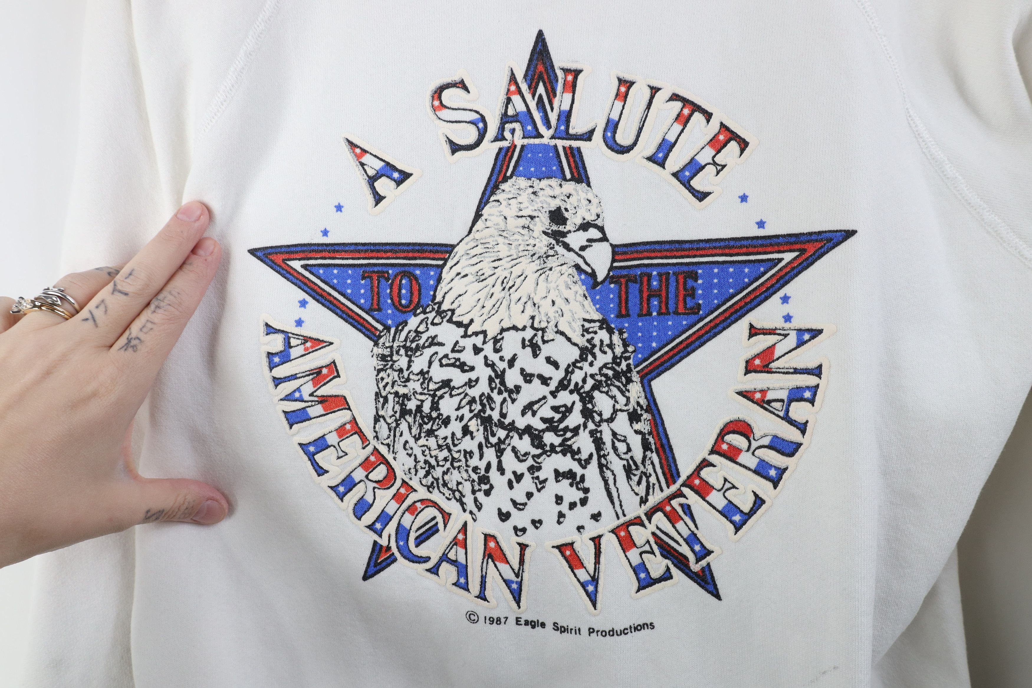Vintage Vintage 80s A Salute To The American Veteran Sweatshirt USA Size L / US 10 / IT 46 - 4 Thumbnail