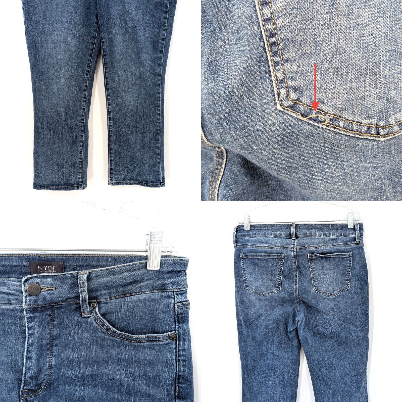 NYDJ Jeans Cropped Straight 10 Medium Wash Stretch Lift Tuck Womens 23 Inseam