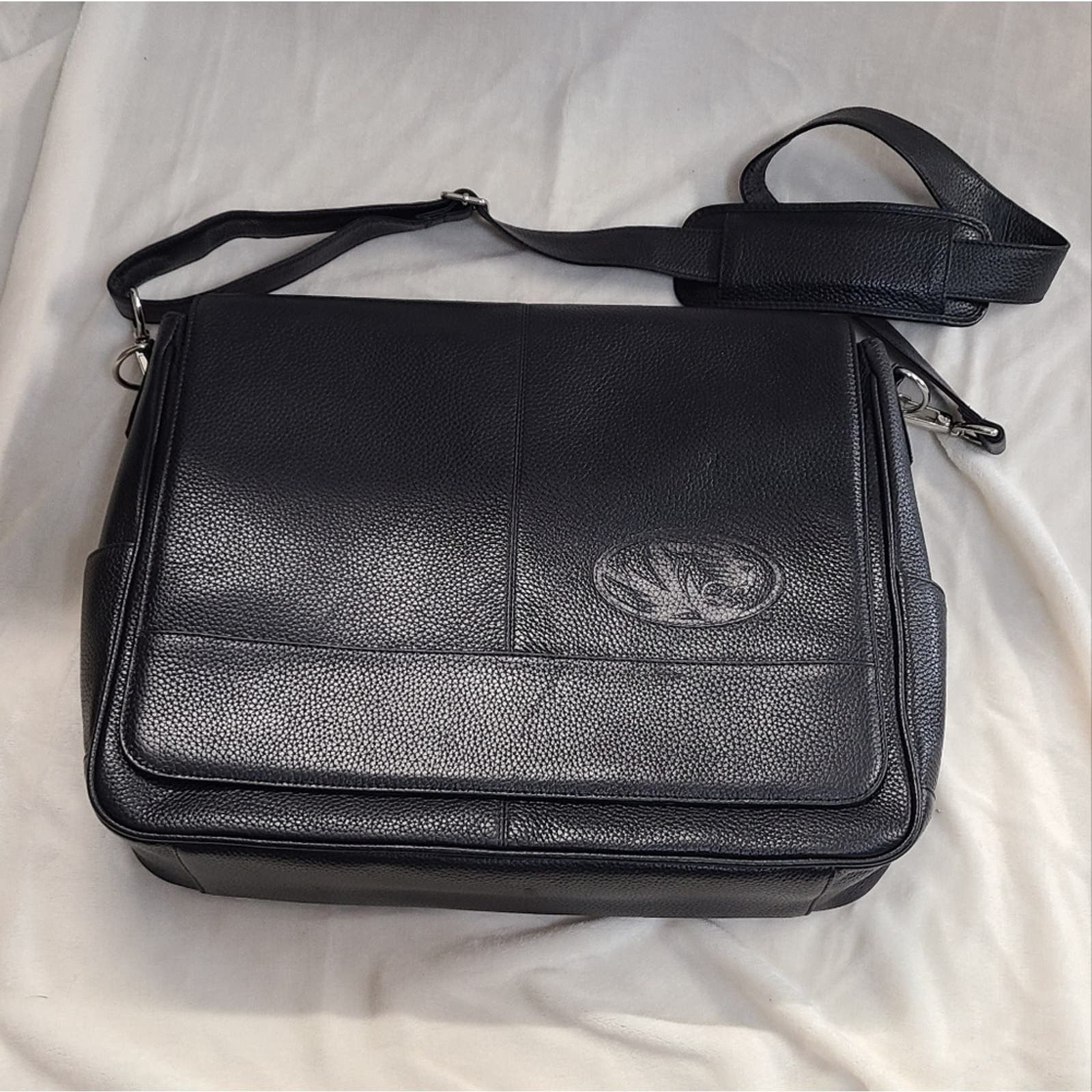 image of Royce New York Black Pebbled Leather Laptop Bag, Women's