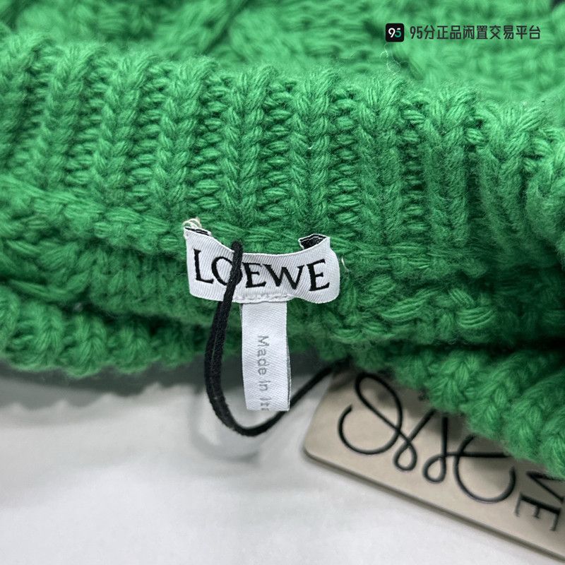 Loewe LOEWE Men's Green Cable Knit Wool Sweater Size US S / EU 44-46 / 1 - 1 Thumbnail