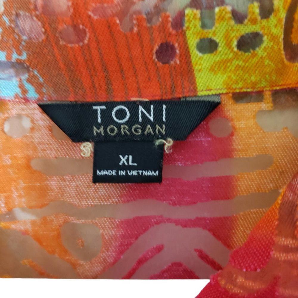 Designer CT189a Ladies Toni Morgan XL Multi Color Shirt with Sheer Size XL / US 12-14 / IT 48-50 - 3 Thumbnail