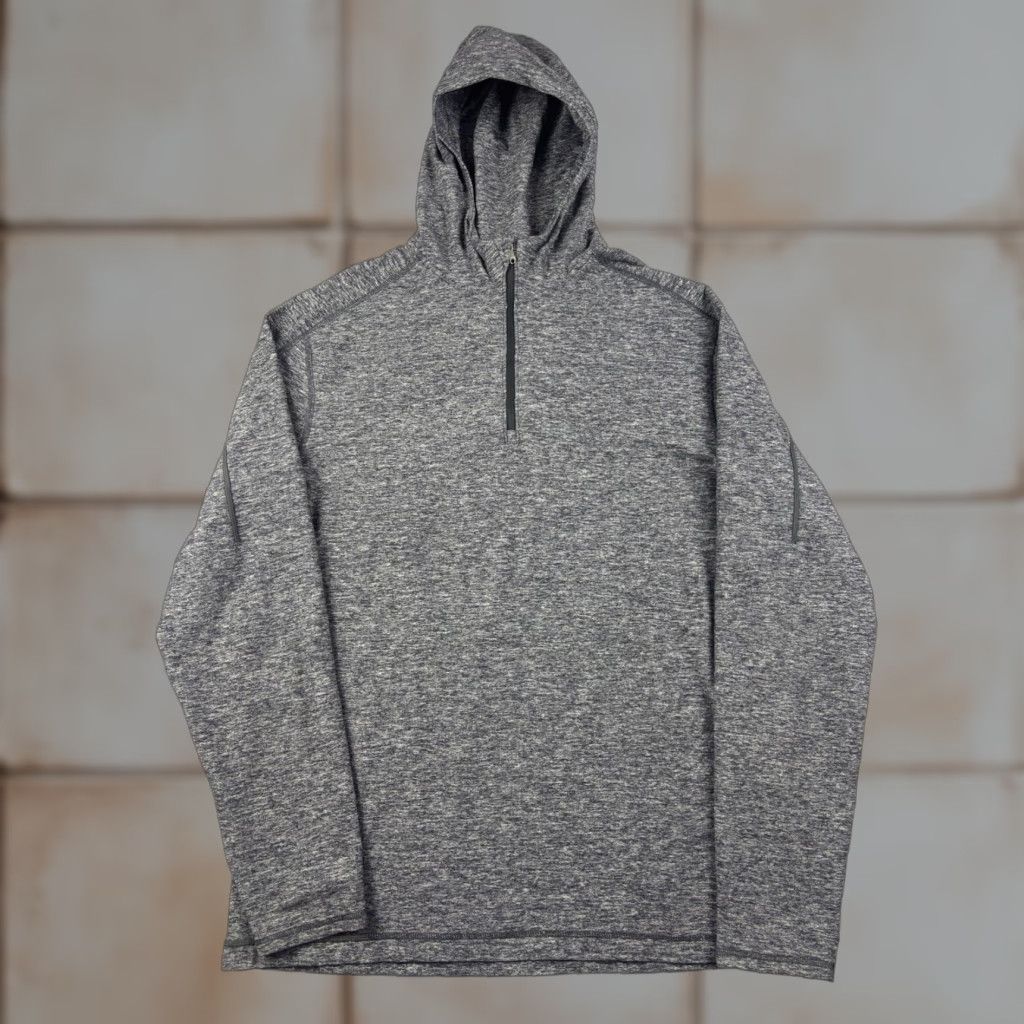 Lululemon Shirt Men L Gray Pullover 1/4 Zip Zip Mock Neck Athletic Activewear Long Sleeve Performance Gym