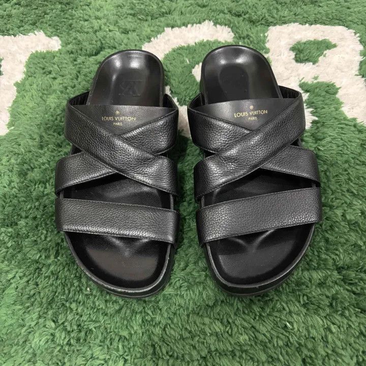 Louis Vuitton Louis Vuitton Men's Comfortable Black Slide Sandals -2508 Size US 7.5 / EU 40-41 - 2 Thumbnail