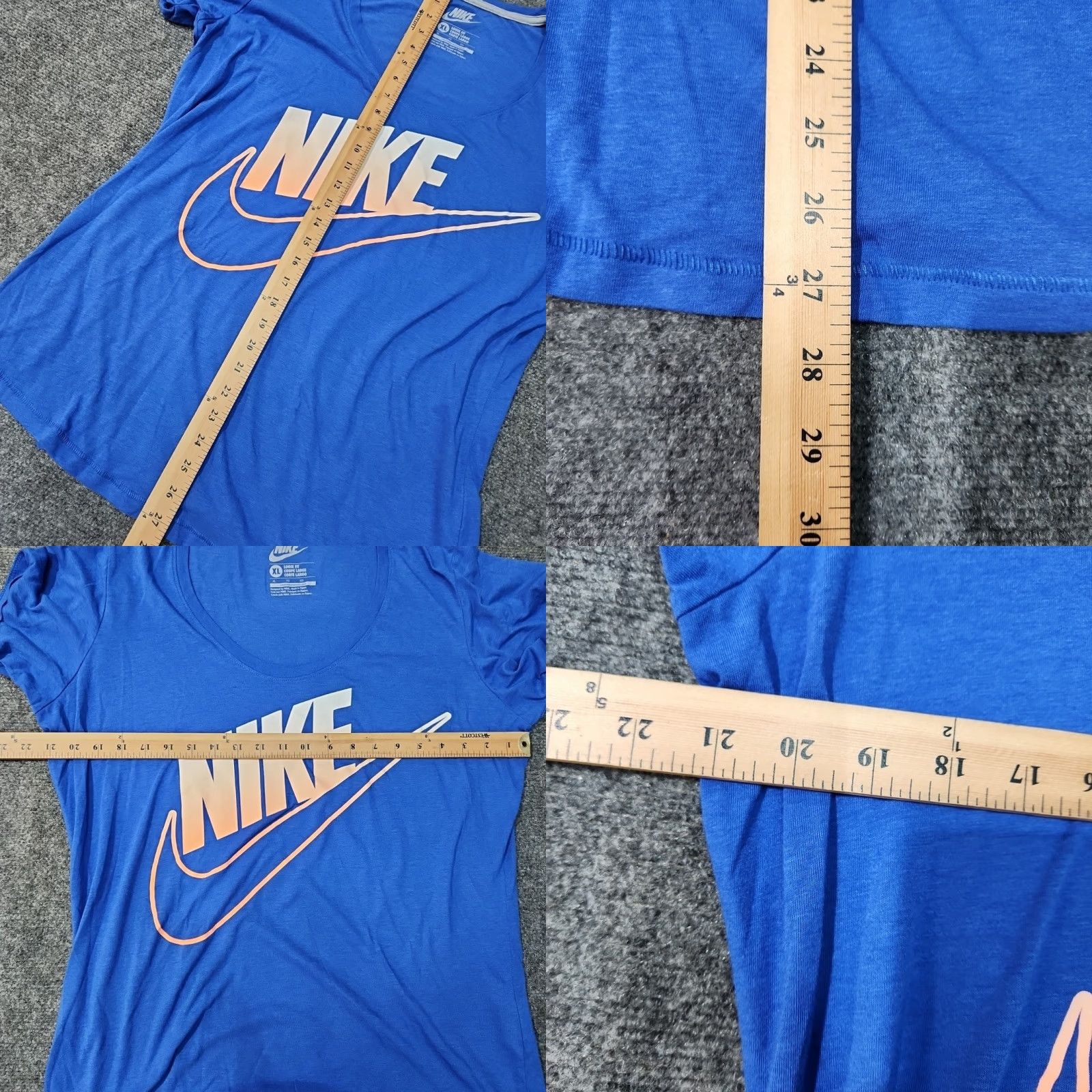 Nike Nike Shirt Women XL Blue w/ Pink Ombre Fade Logo Loose Fit Round Neck Regular Short Sleeve T-Shirt Nike Brand Size XL / US 12-14 / IT 48-50 - 8 Thumbnail