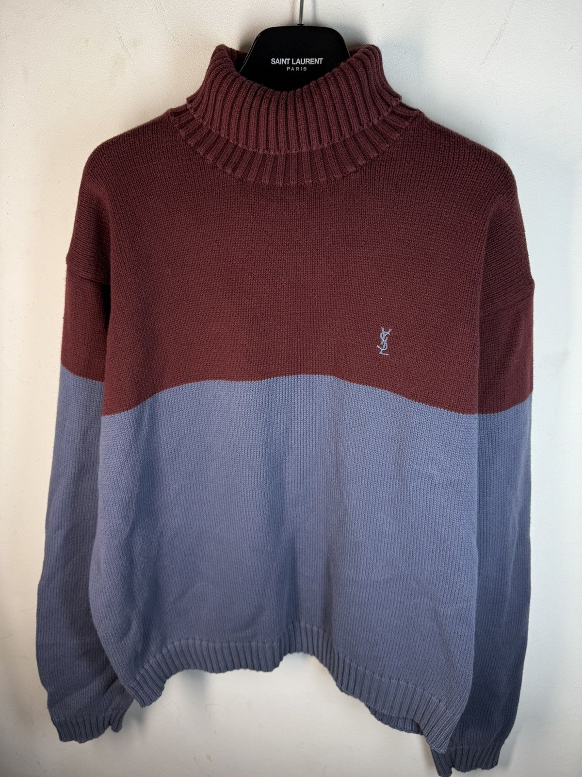 Royal Blue/Burgundy YSL Sweater Turtleneck Knit
