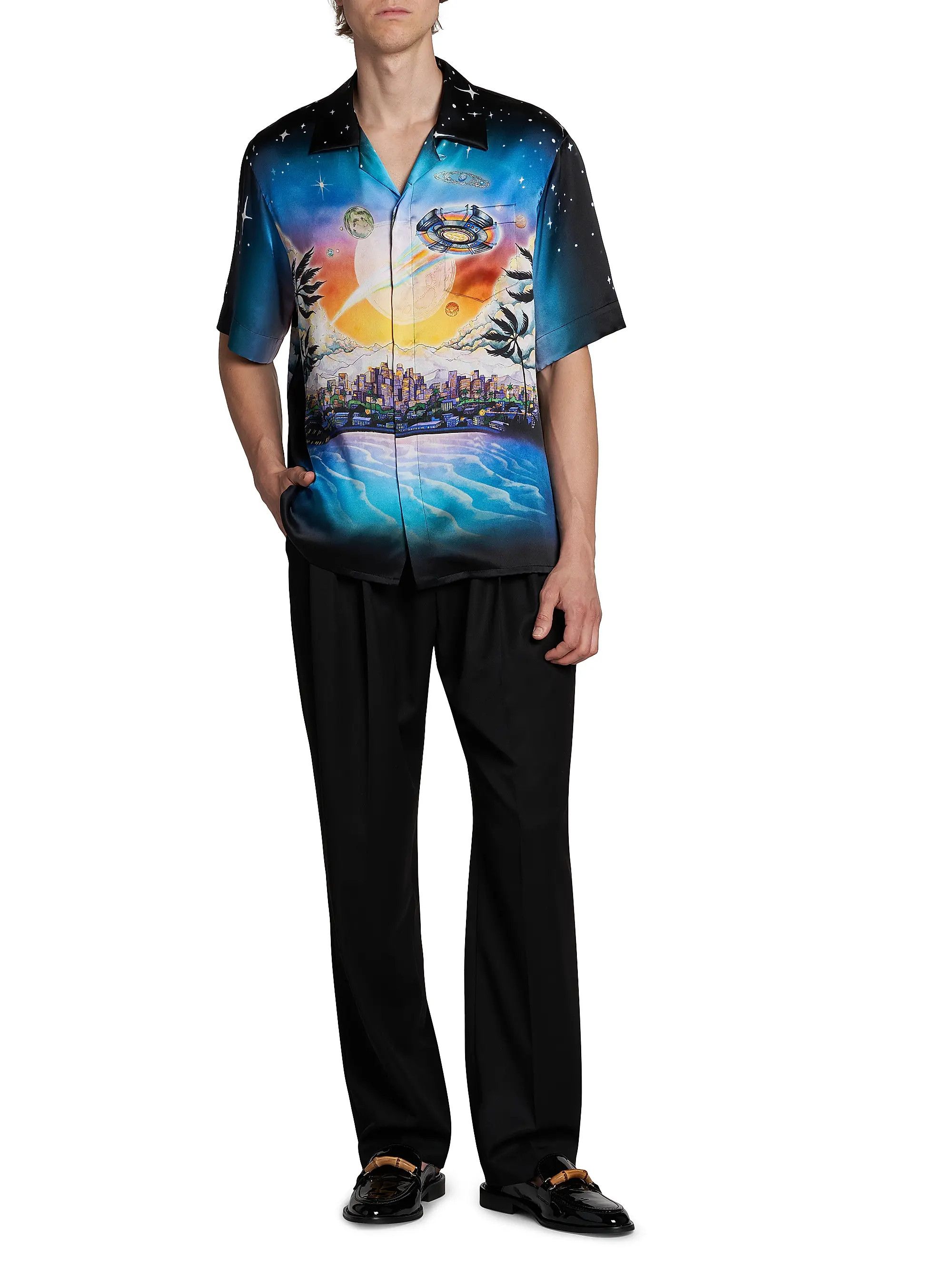 Casablanca os11x0725 Short-Sleeve Cuban Collar Silk Shirt in Multicolor Size US M / EU 48-50 / 2 - 2 Thumbnail