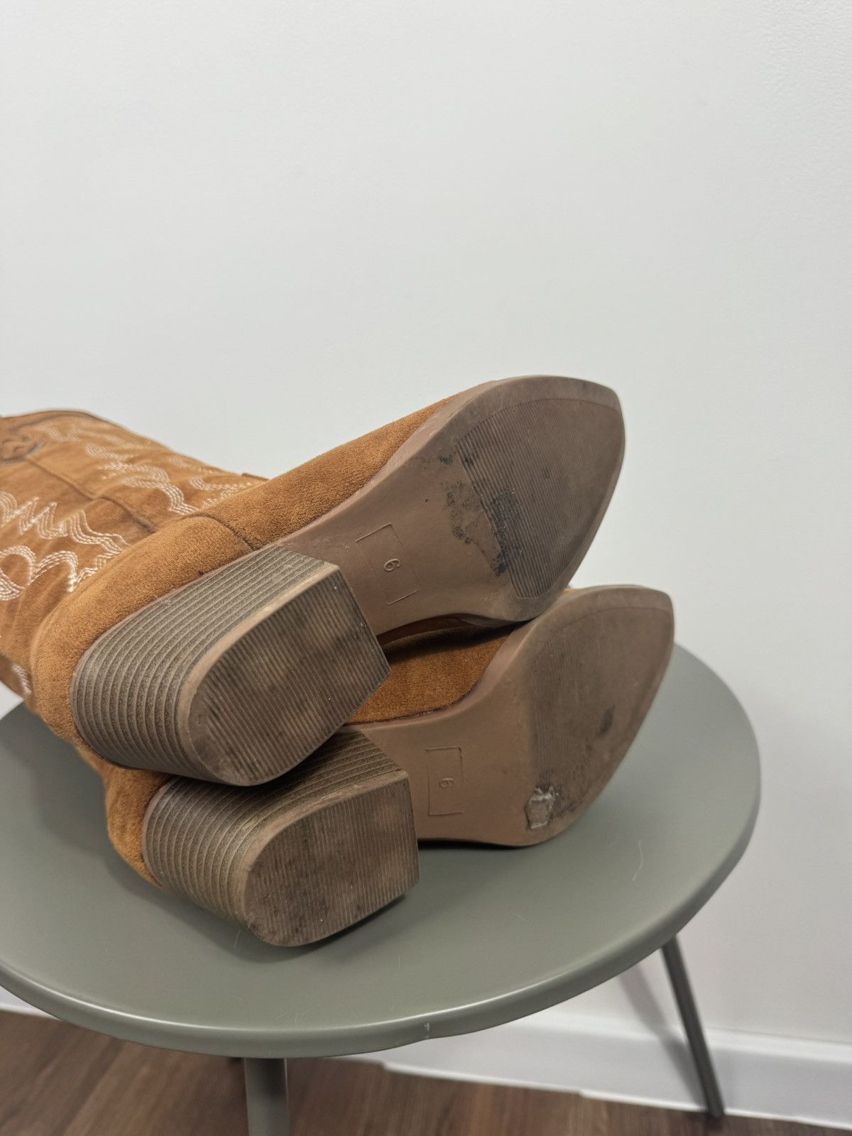 Other Women Western Cowboy Boots Brown Suede Mid Calf Heel EU 37 Size US 6 / IT 36 - 11 Thumbnail