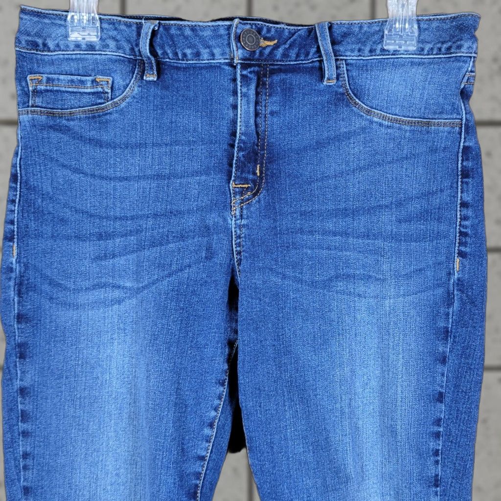 Denime Refuge Jeans Womens Blue Denim Distressed Tear Raw Hem Skinny Size 12 Distressed Jeans Womens Skinny Denim 5-Pocket Style Size 34" / US 12 / IT 48 - 1 Thumbnail
