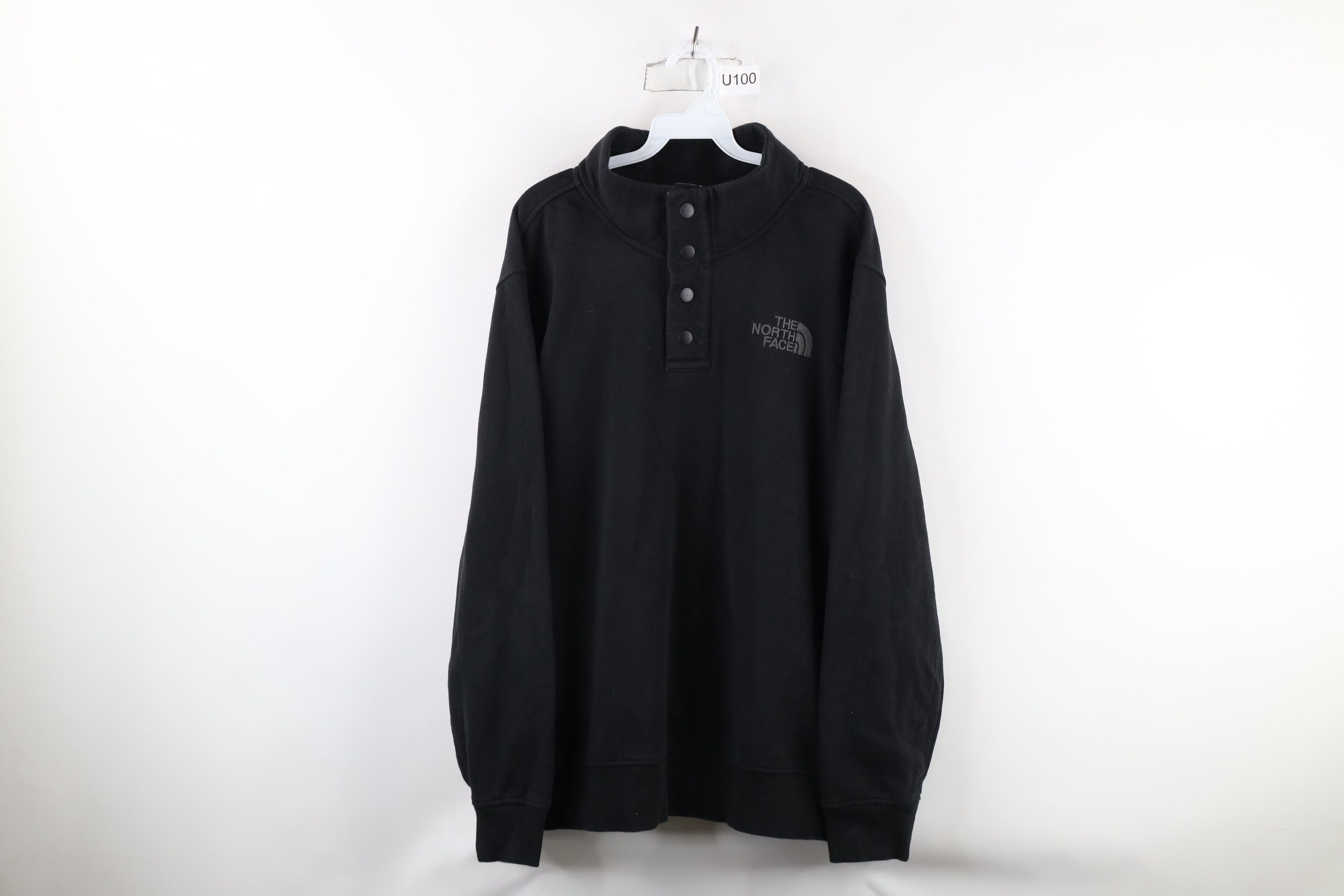The North Face × Vintage The North Face Out Big Logo Snap Button Pullover Sweatshirt Size US XL / EU 56 / 4 - 1 Thumbnail