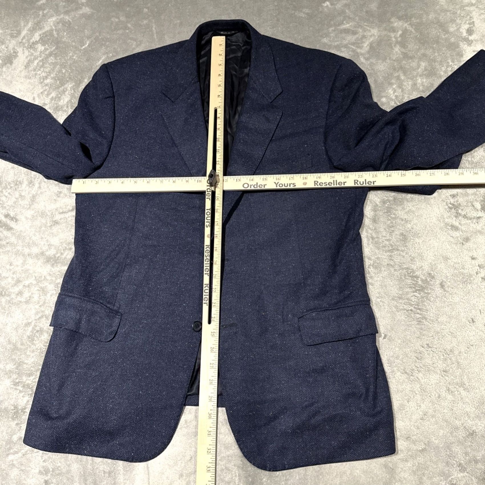 Canali VINTAGE Canali Blazer Mens 46 R Blue Herringbone Speckled Tweed Wool Cashmere Blue Label Size 46R - 7 Thumbnail