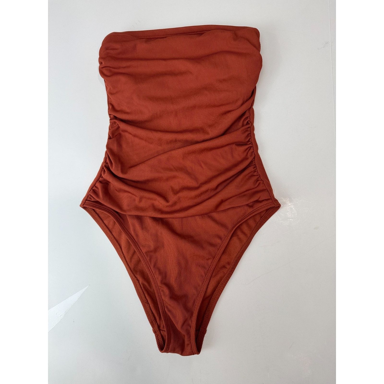 Other Shade & Shore Shirred One-Piece Swimsuit Strapless Rust XS Size XS / US 0-2 / IT 36-38 - 2 Thumbnail