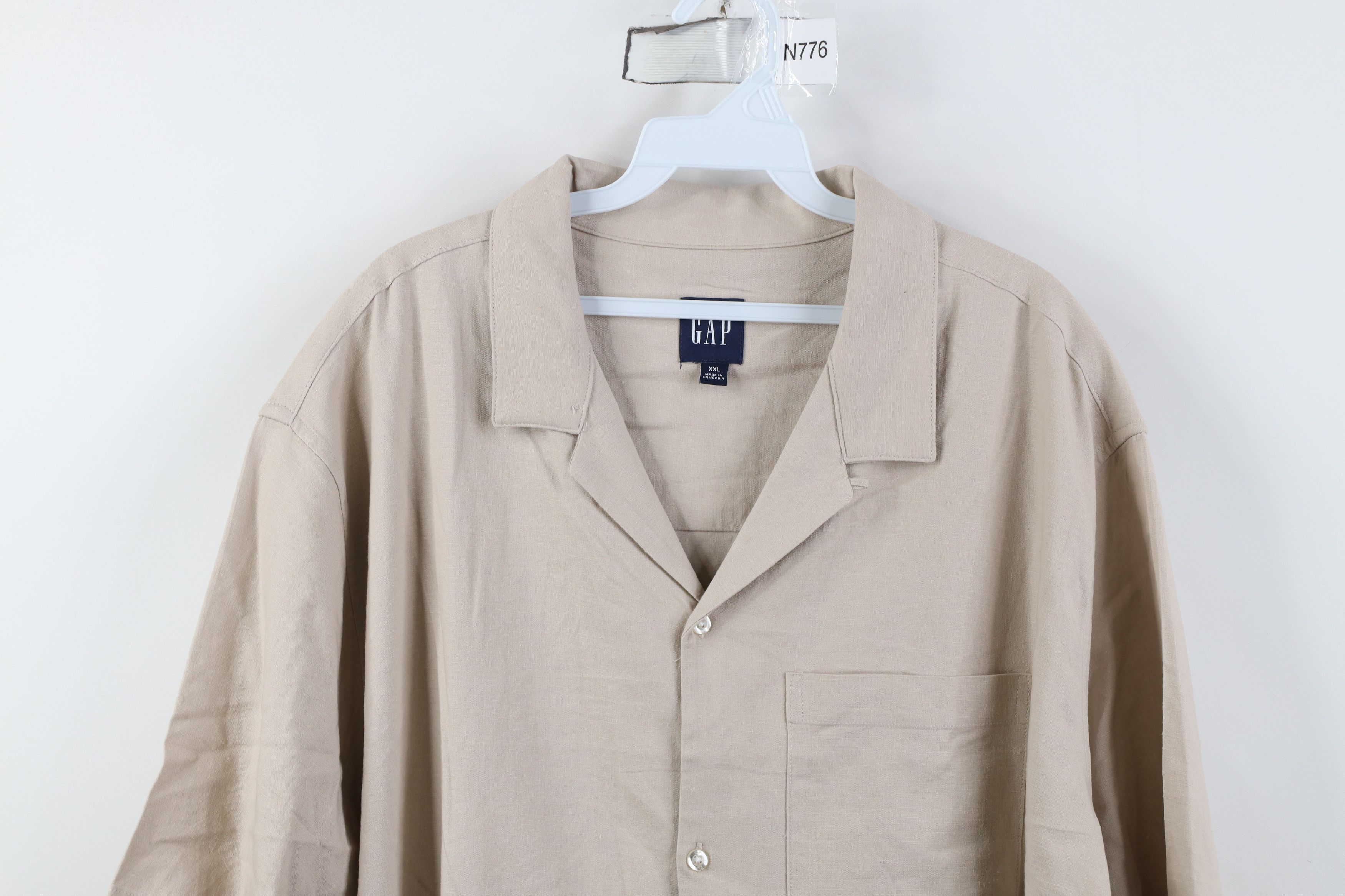 Gap Deadstock Vintage Y2K Gap Looped Collar Button Shirt Beige Size US XXL / EU 58 / 5 - 2 Thumbnail