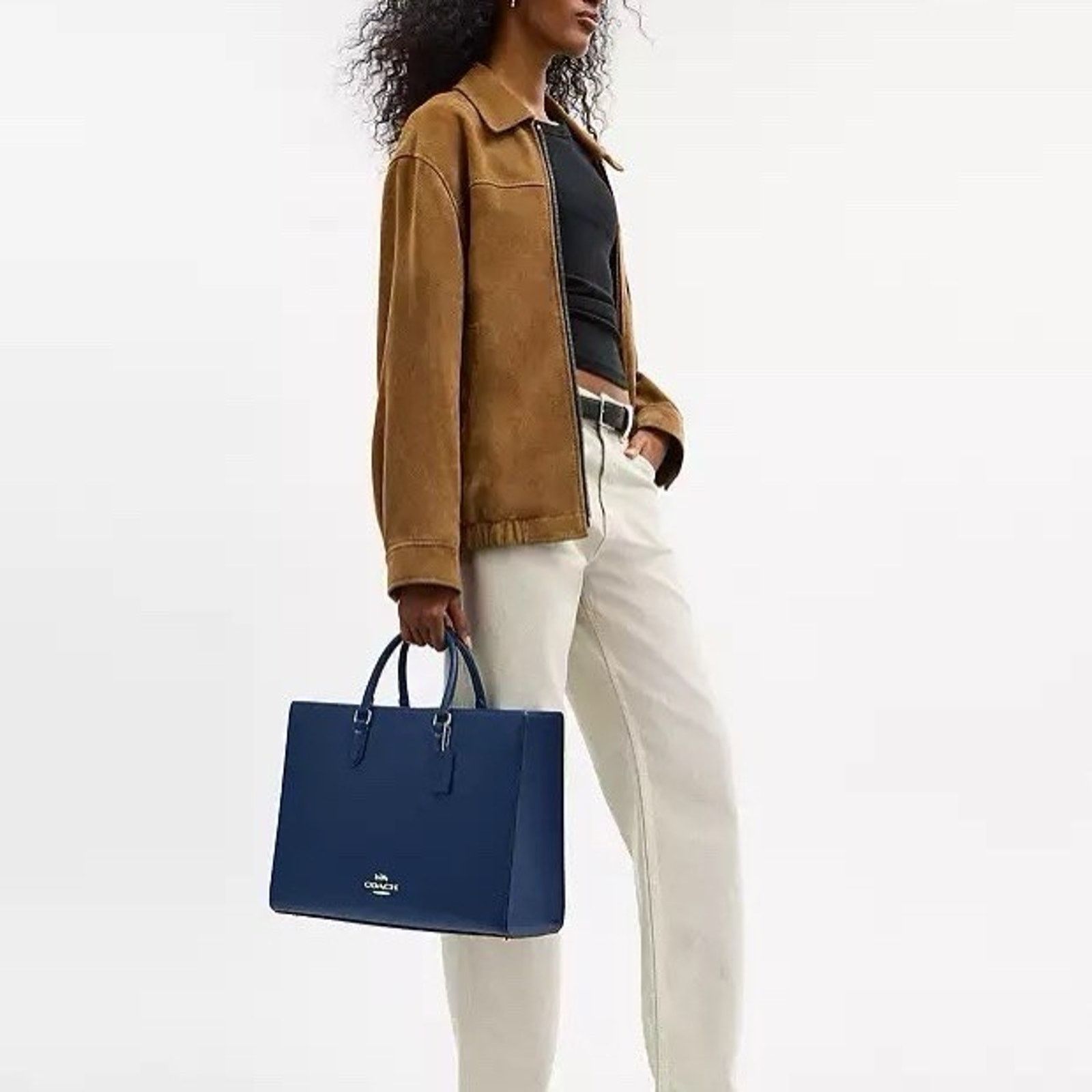 Coach NWT Coach Maggie Tote Bag leather CY666 Gold/Deep Blue Size ONE SIZE - 9 Thumbnail