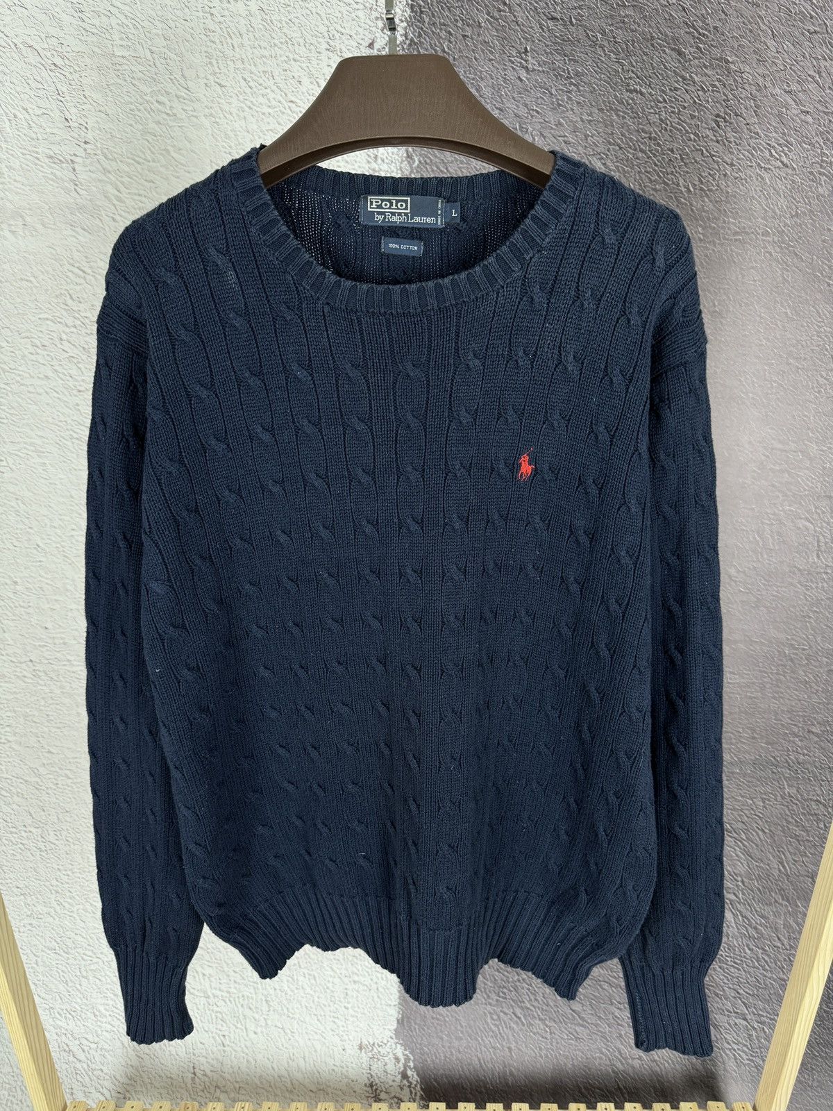 Polo Ralph Lauren Polo Ralph Lauren vintage cable knit navy sweater size L Size US L / EU 52-54 / 3 - 3 Thumbnail