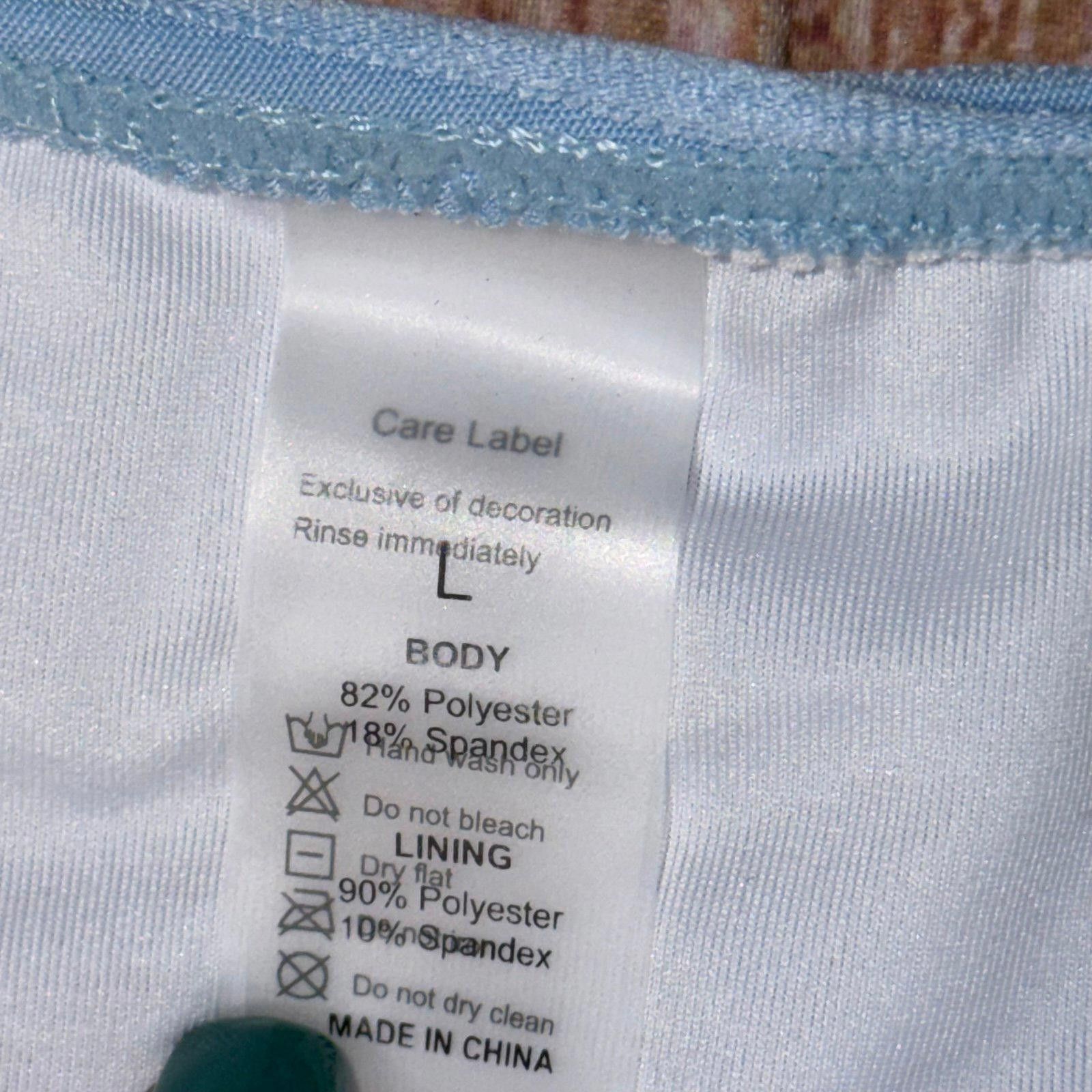 Other Light Blue Textured Bandeau Large Bikini Set NWOT Size ONE SIZE - 4 Thumbnail