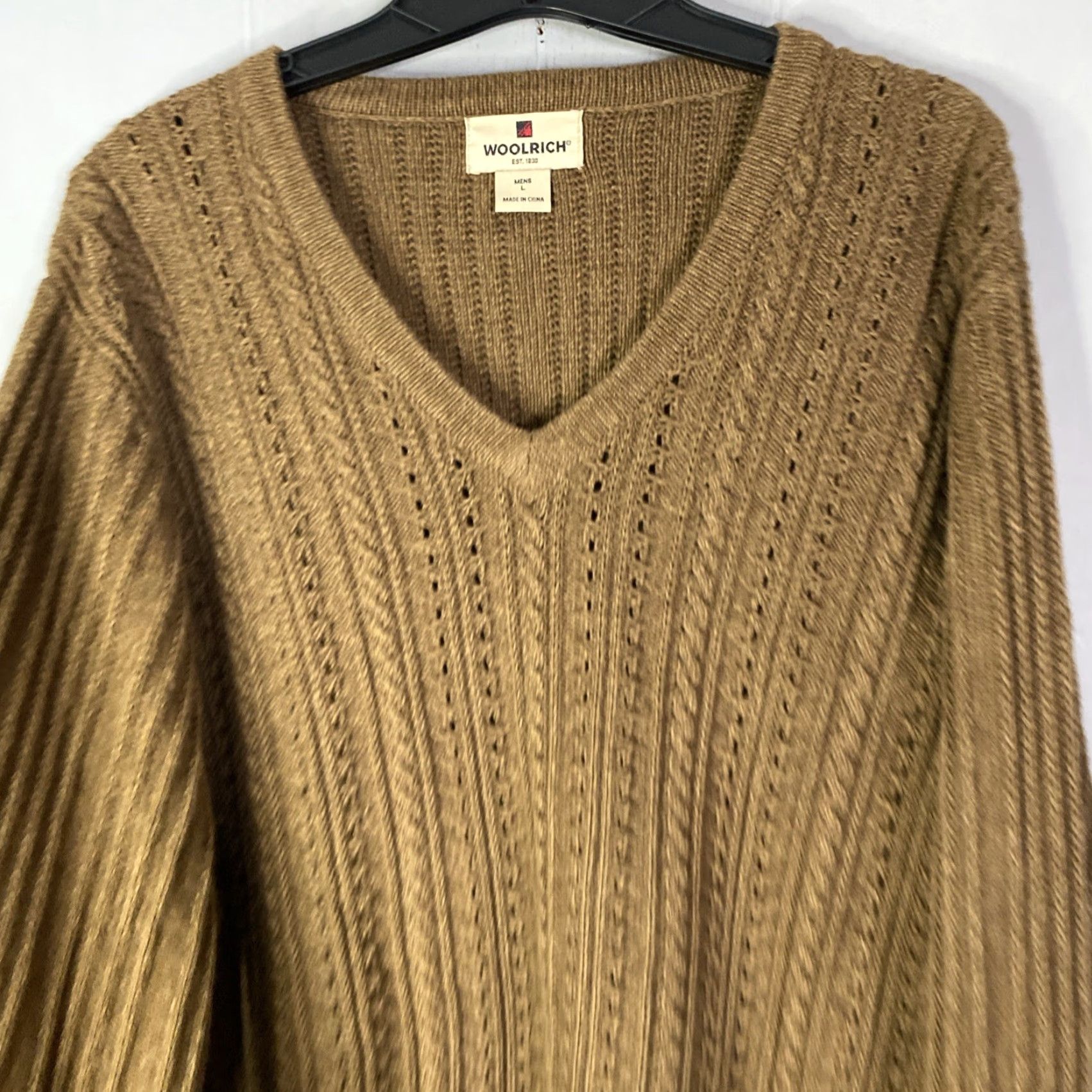 Vintage VINTAGE Woolrich Nutmeg Mens Fisherman Cable-Knit Chunky Sweater L 25x29 Knit Pullover Crew Neck Long Sleeve Brown 90s Classic Preppy Mens Size US L / EU 52-54 / 3 - 5 Thumbnail