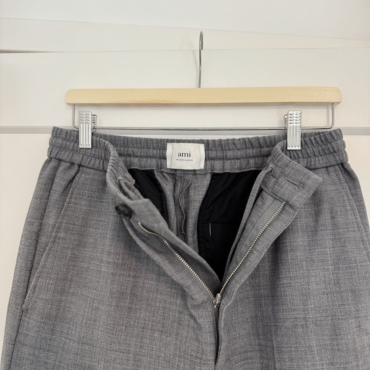 AMI AMI PARIS Gray Elasticized Trousers Size US 34 / EU 50 - 1 Thumbnail