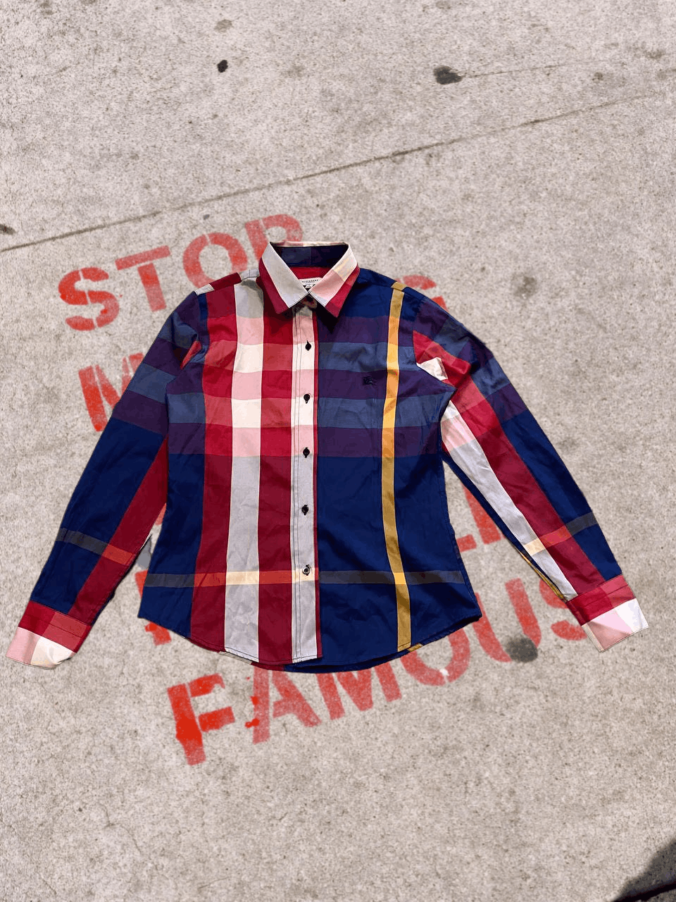 Burberry Burberry Checkered Long Sleeve Shirt VINTAGE Size L / US 10 / IT 46 - 1 Thumbnail