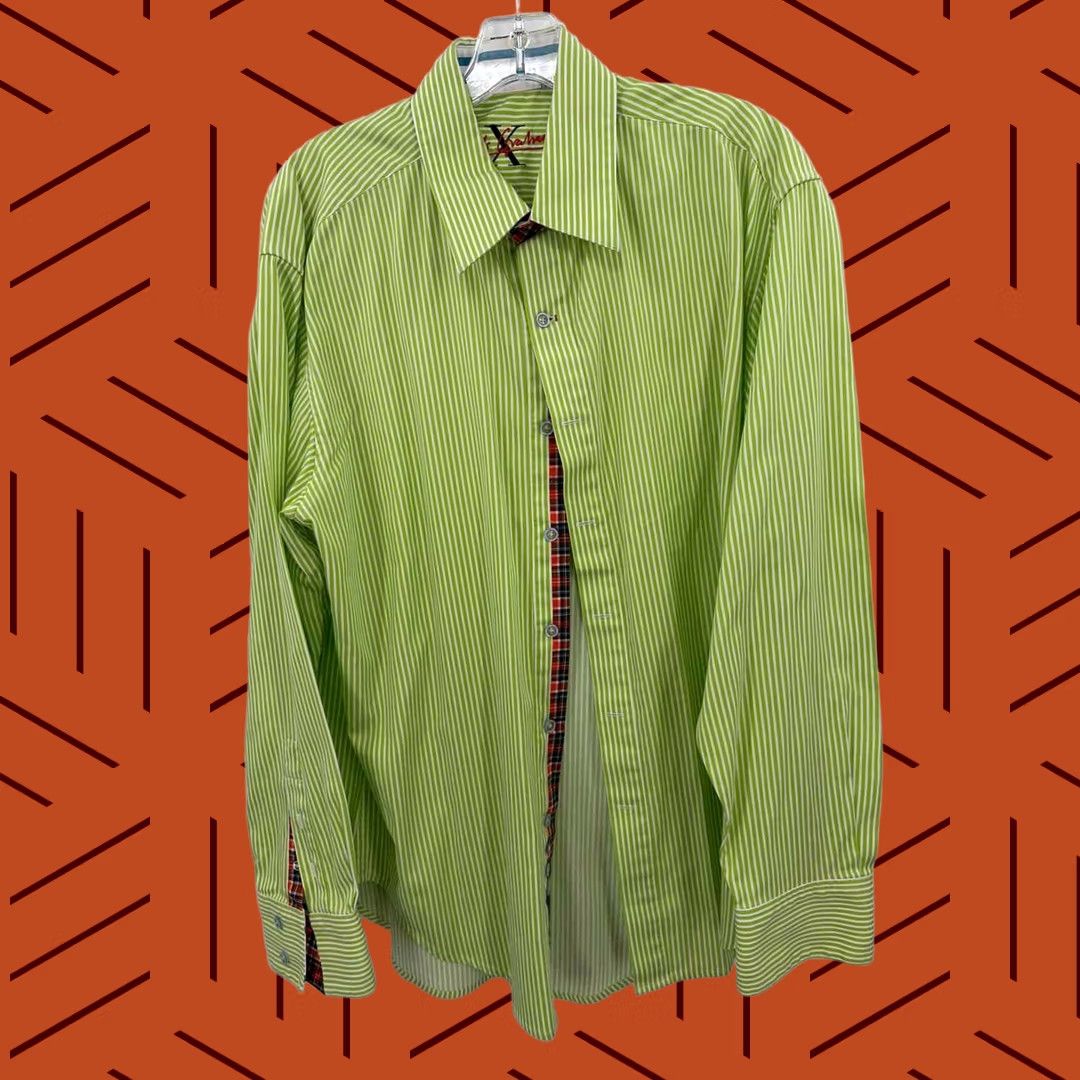 Robert Graham Robert Graham Green XL Stripe Long Sleeve Men's Button Down Size US XL / EU 56 / 4 - 1 Thumbnail