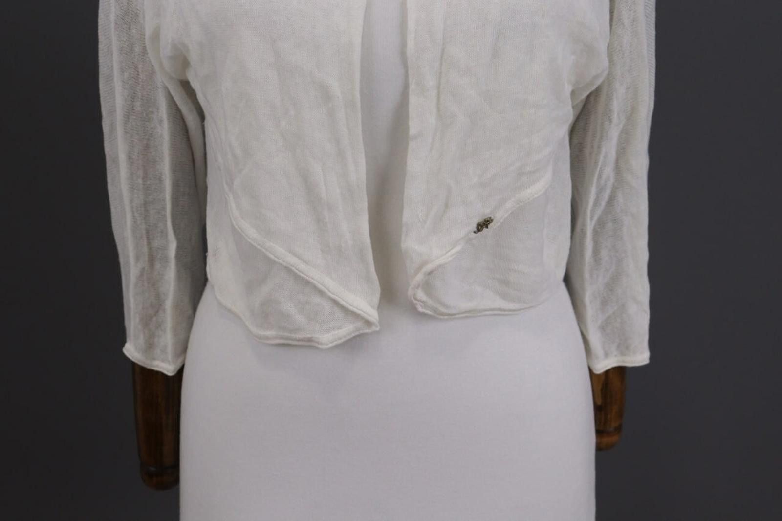 Designer Cop.Copine White Cache Open Lightweight Cardigan Size L Size L / US 10 / IT 46 - 3 Thumbnail