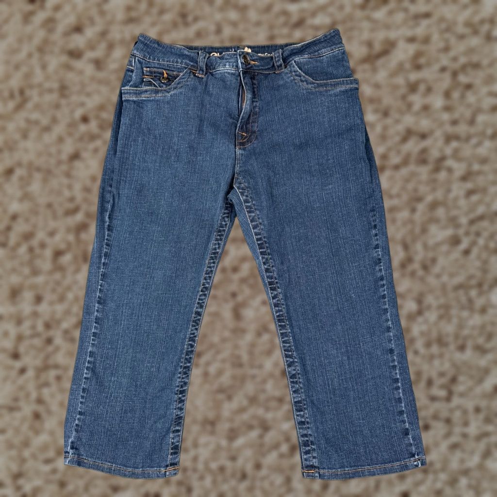 Vintage Euro Jeans Women Jeans 12 Blue Denim Crop Capri Tummy Control Cotton Blend Stretch 21" Regular 5-Pocket Blue Euro Womens Capris Size 34" / US 12 / IT 48 - 1 Thumbnail