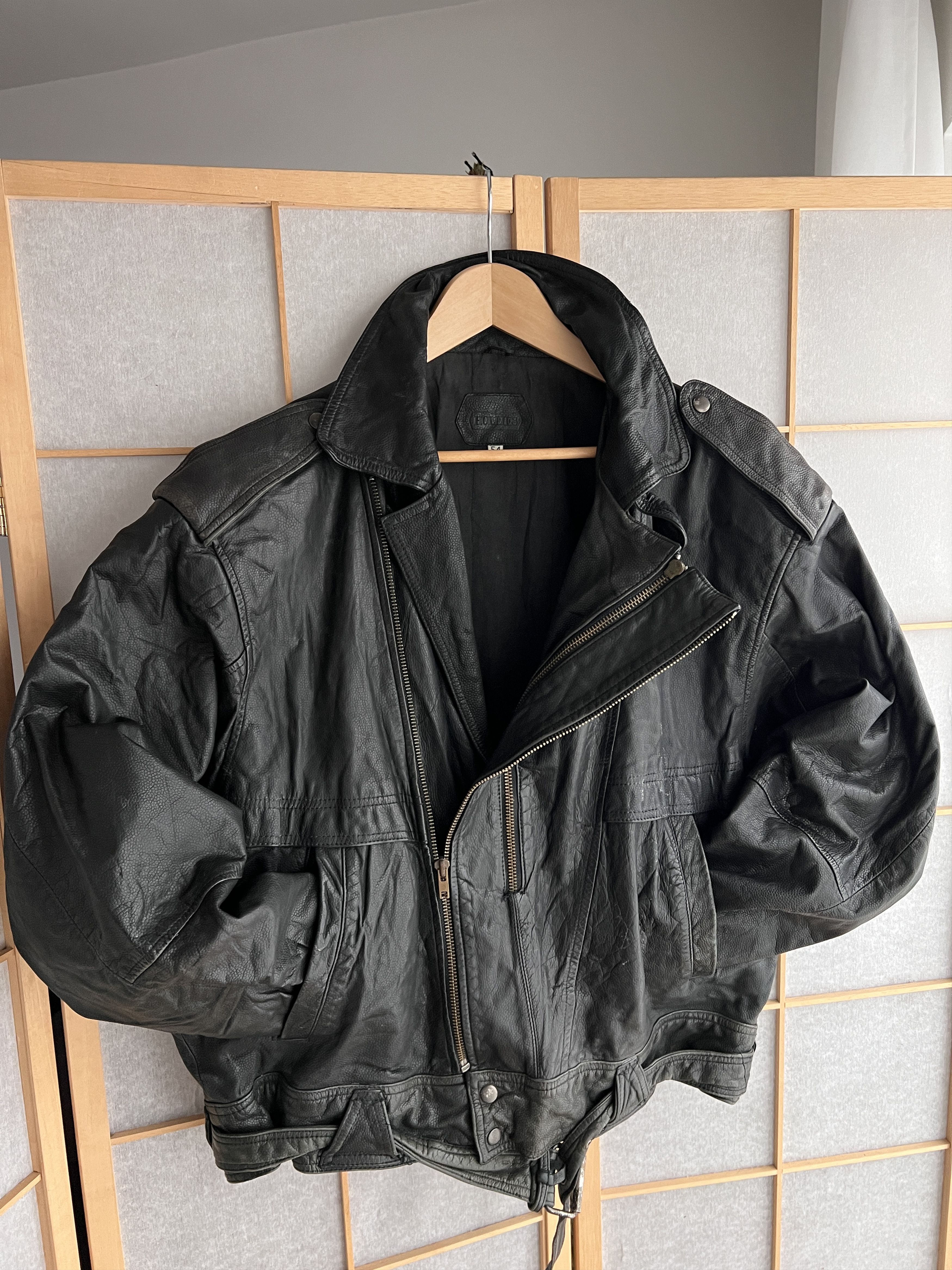 Schott Avirex style leather VTG 2000s biker cropped jacket